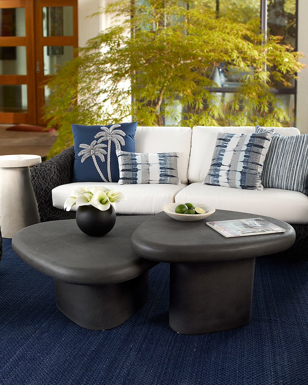 Neiman Marcus Layered Outdoor Coffee Tables, Set Of 2 In Graphite
