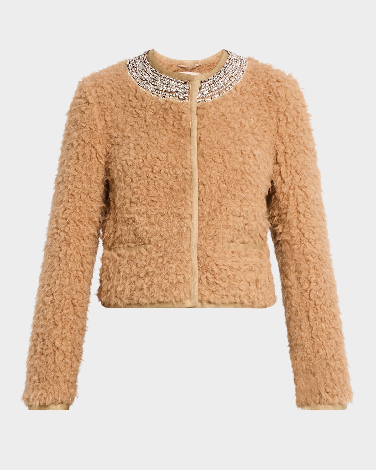 Christie Embellished Faux Shearling Jacket