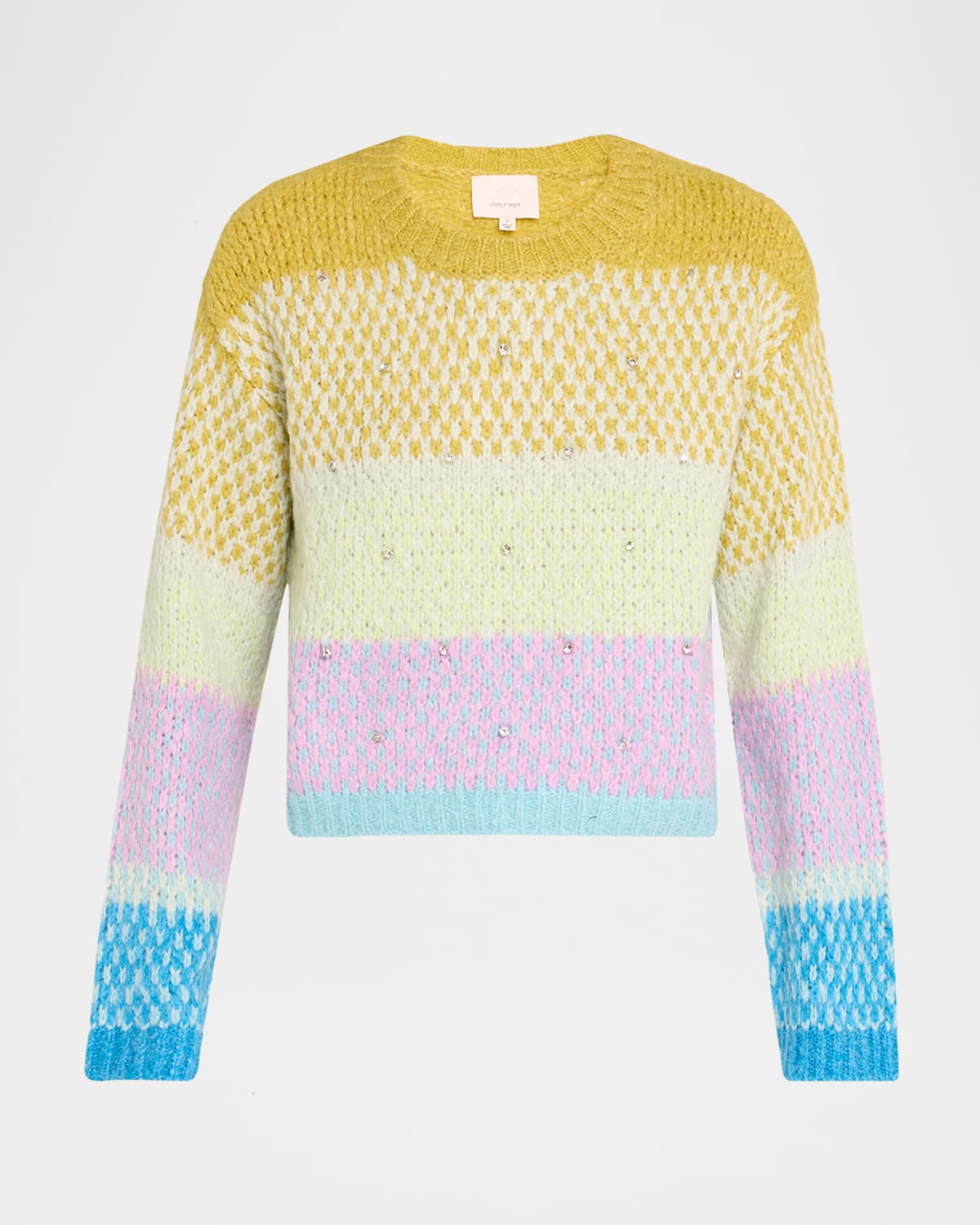 CINQ À SEPT CASPAR EMBELLISHED COLOR BLOCK SWEATER 