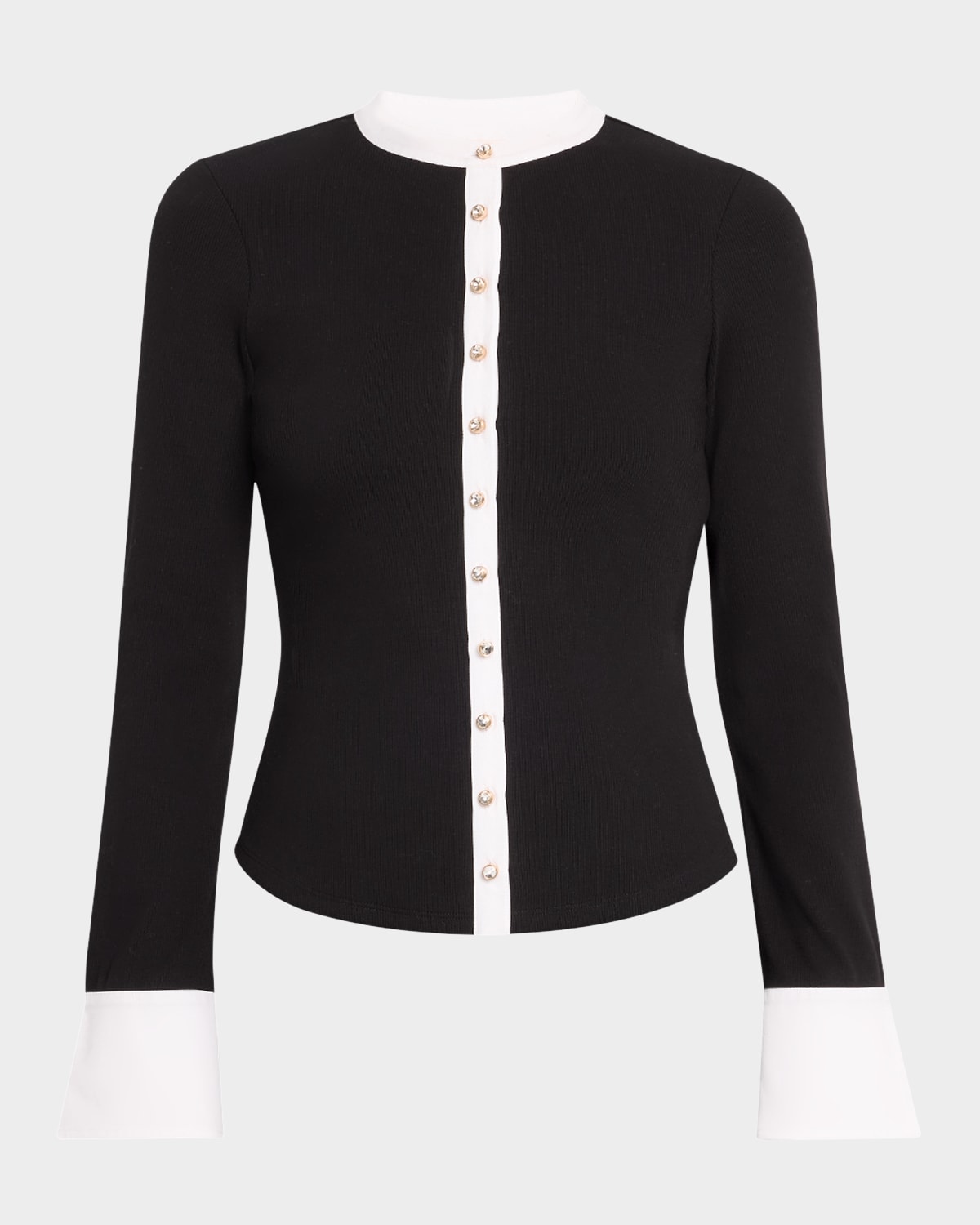 Cinq À Sept Beverly Button-front Top In Black/white