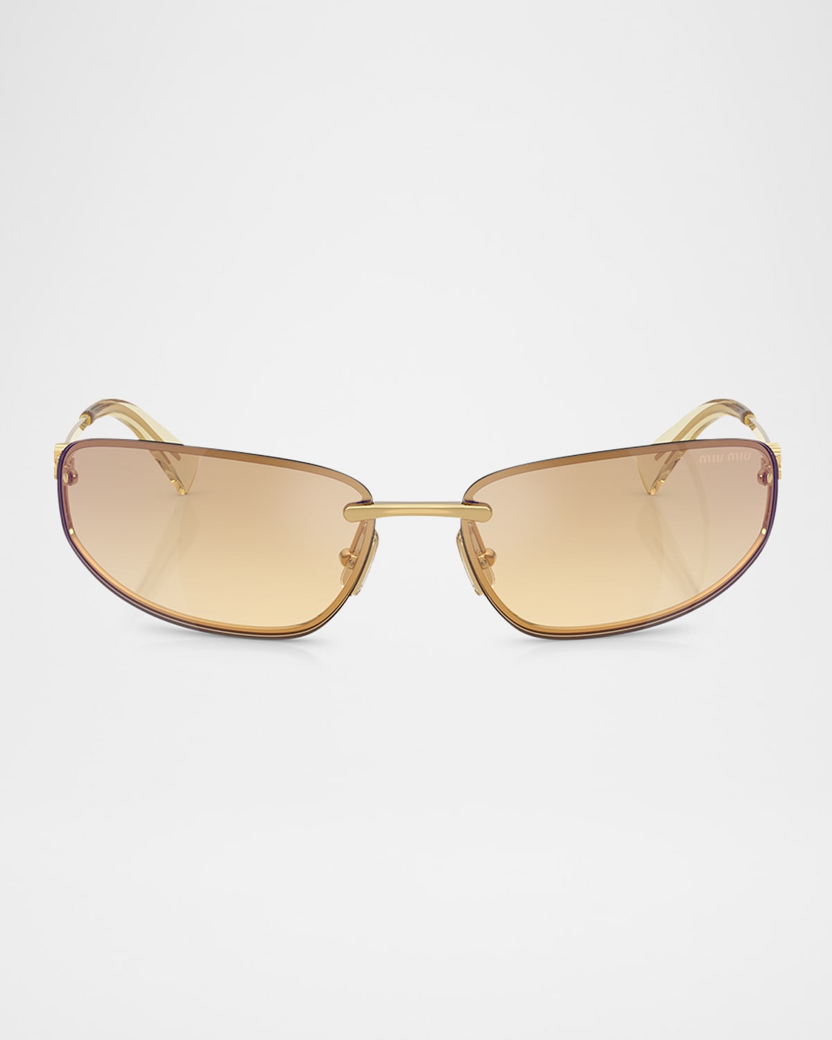 Miu Miu Womens Gold Mu A50s Oval-frame Metal Sunglasses In Gold
