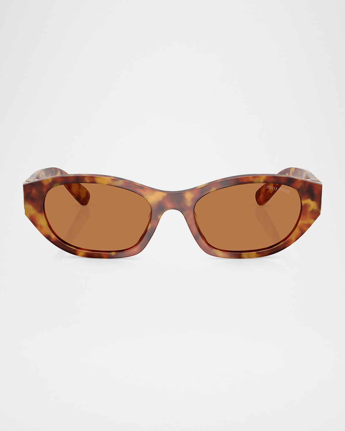 Miu Miu Womens Brown Mu A03s Oval-frame Acetate Sunglasses In Lite Havana