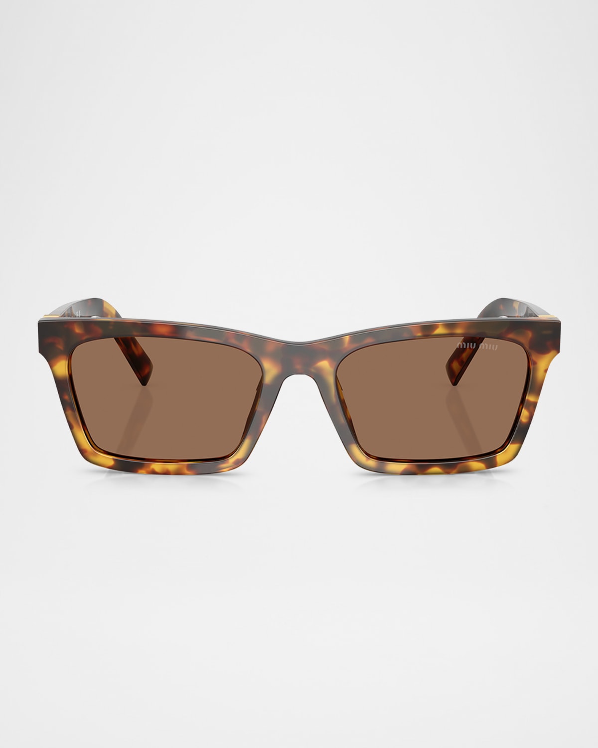Miu Miu Mua05s Rectangular Acetate Sunglasses In Dark Brown