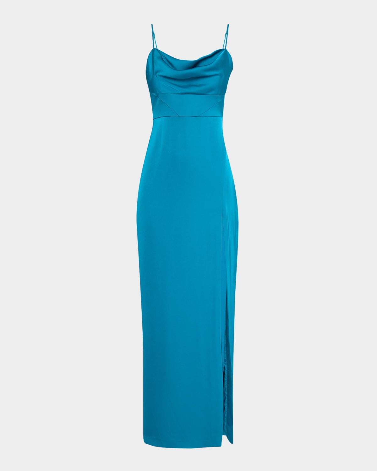 Liv Foster Ciara Cowl-Neck Satin Column Gown