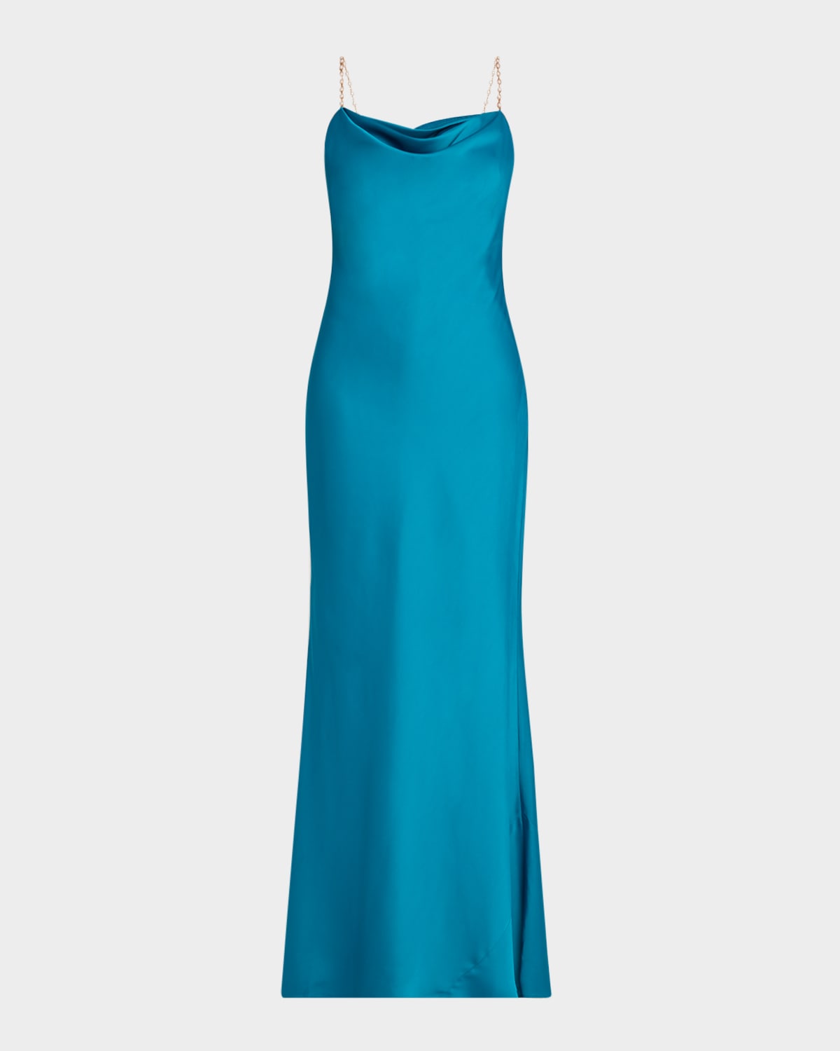 Lola Backless Bead-Strap Satin Gown
