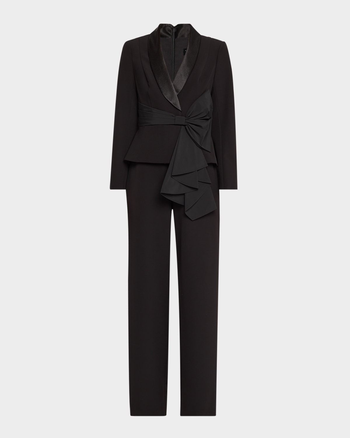 Straight-Leg Bow Stretch Crepe Jumpsuit