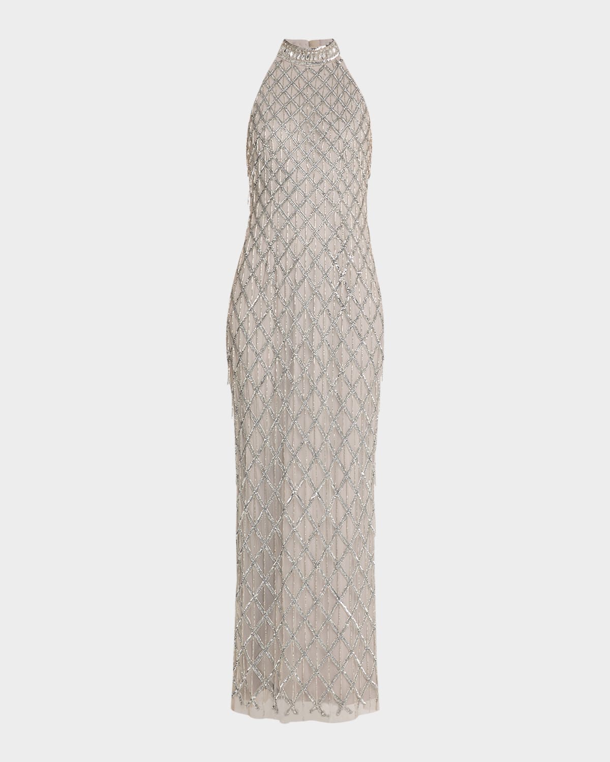 Beaded Halter Column Gown