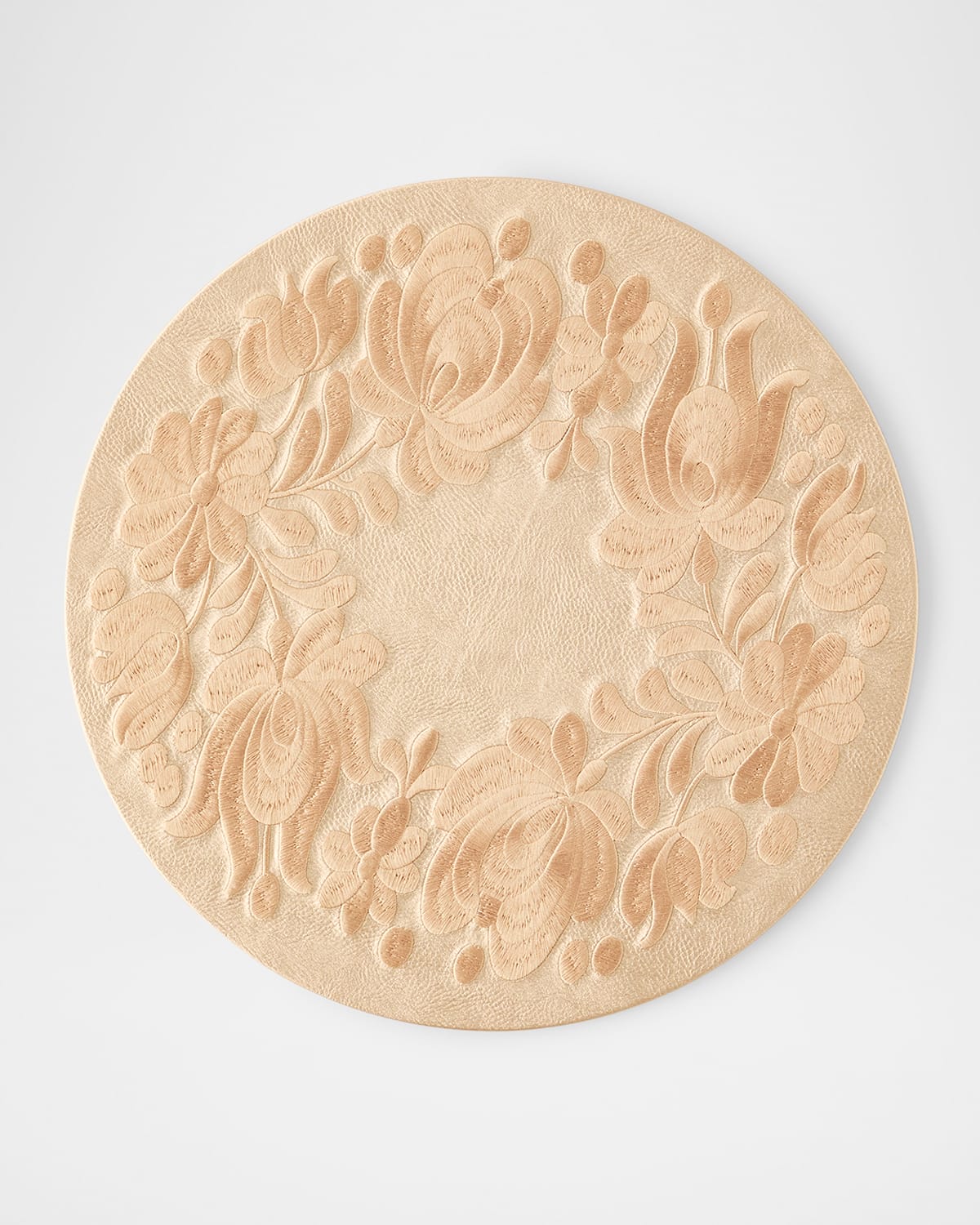 Nomi K Floral Embroidered Vegan Leather Placemat, 22" Round In Gold