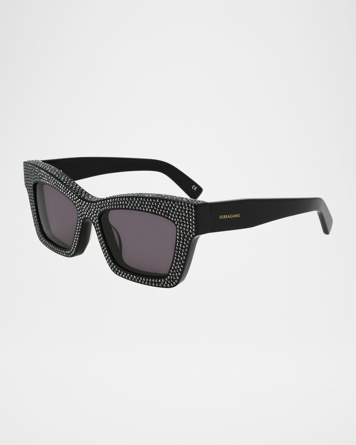 Crystal Embellished Acetate Cat-Eye Sunglasses