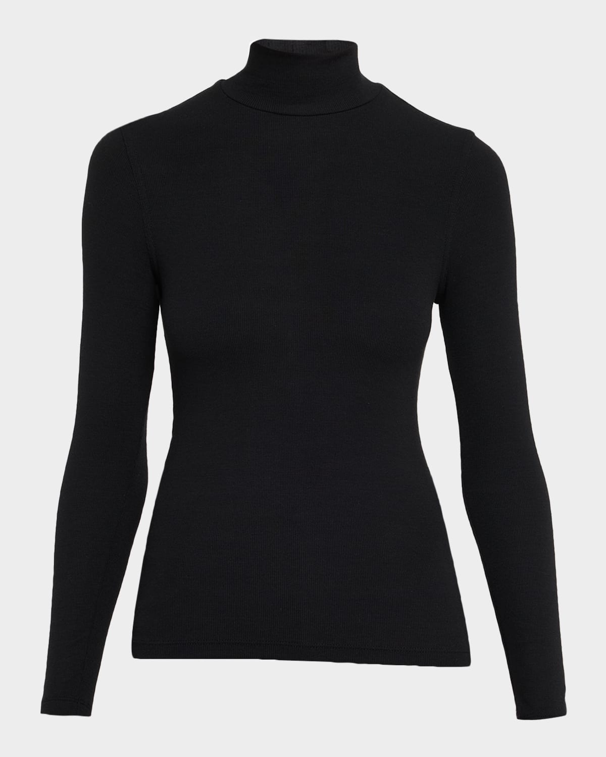Frame Ribbed Turtleneck Top In Black