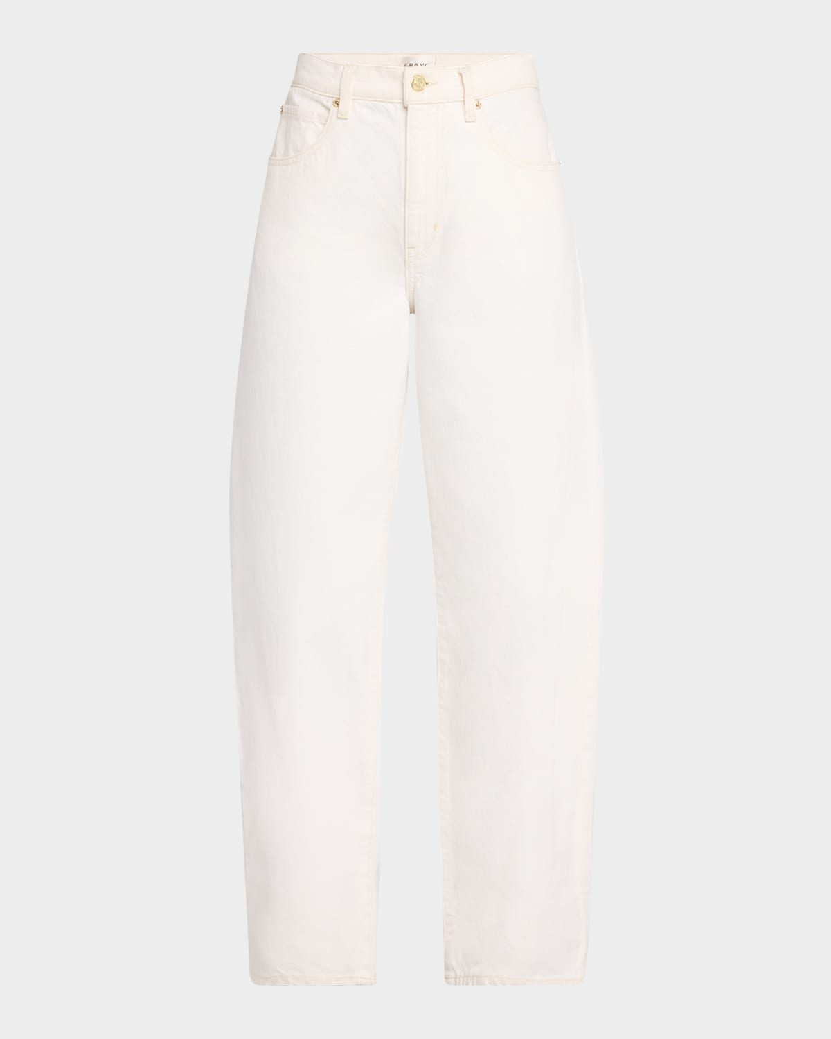 Shop Frame Low Slung Barrel Jeans In Au Natural Clean