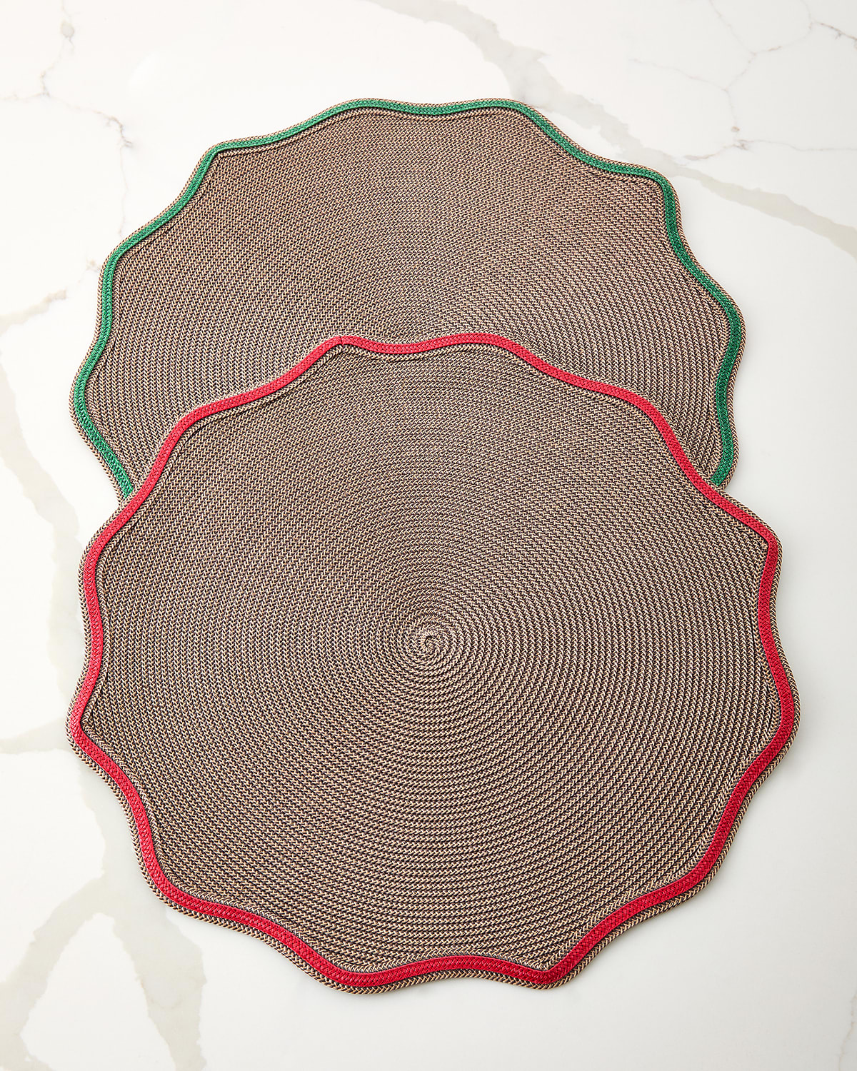 Deborah Rhodes Autumn Piped Oxford Placemats, Set Of 4 In Holiday Red