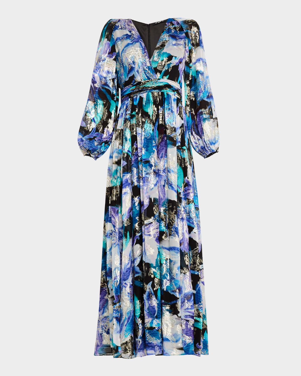 UNGARO ABSTRACT METALLIC-PRINT MAXI DRESS 