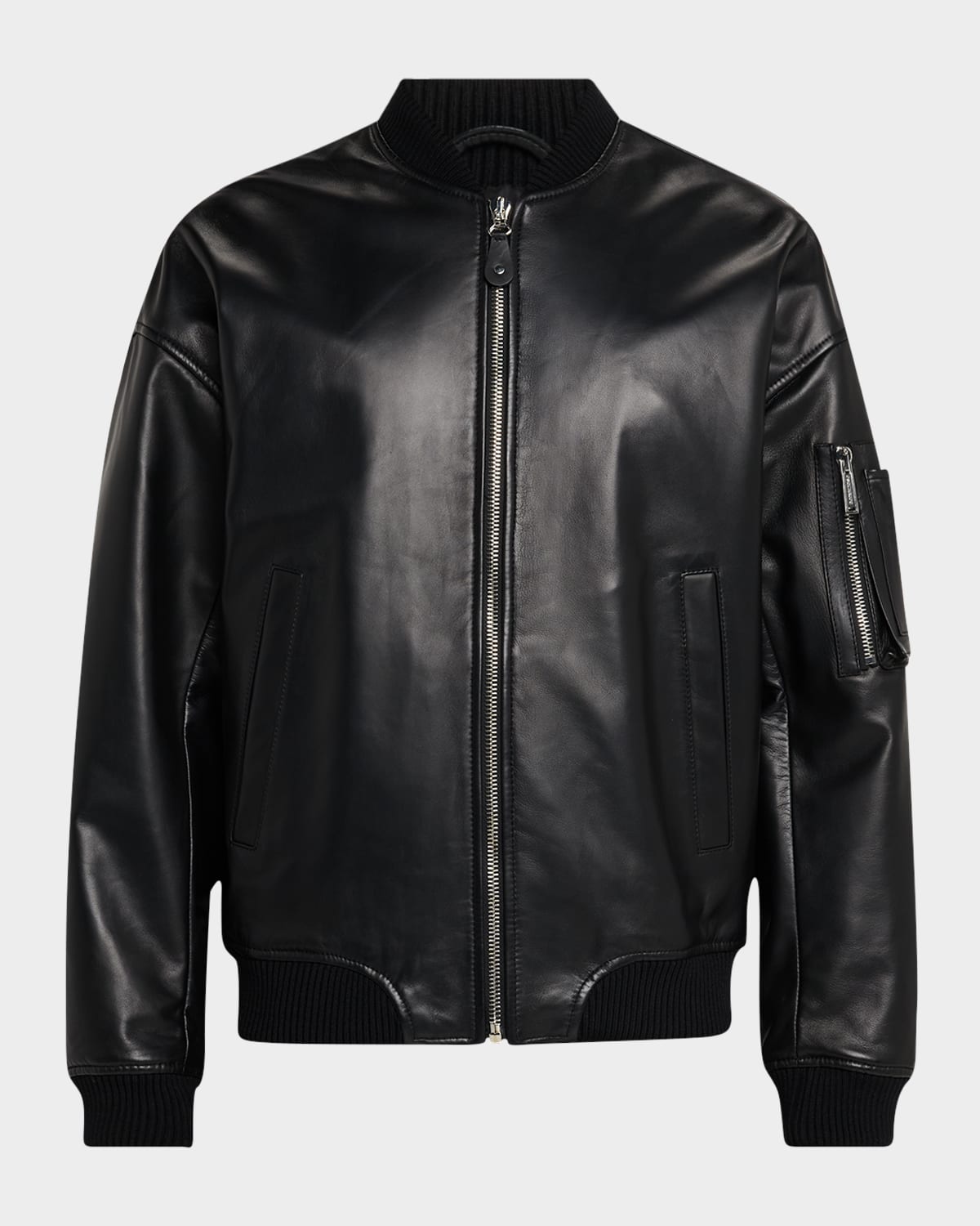 Men's Leather Bomber Jacket