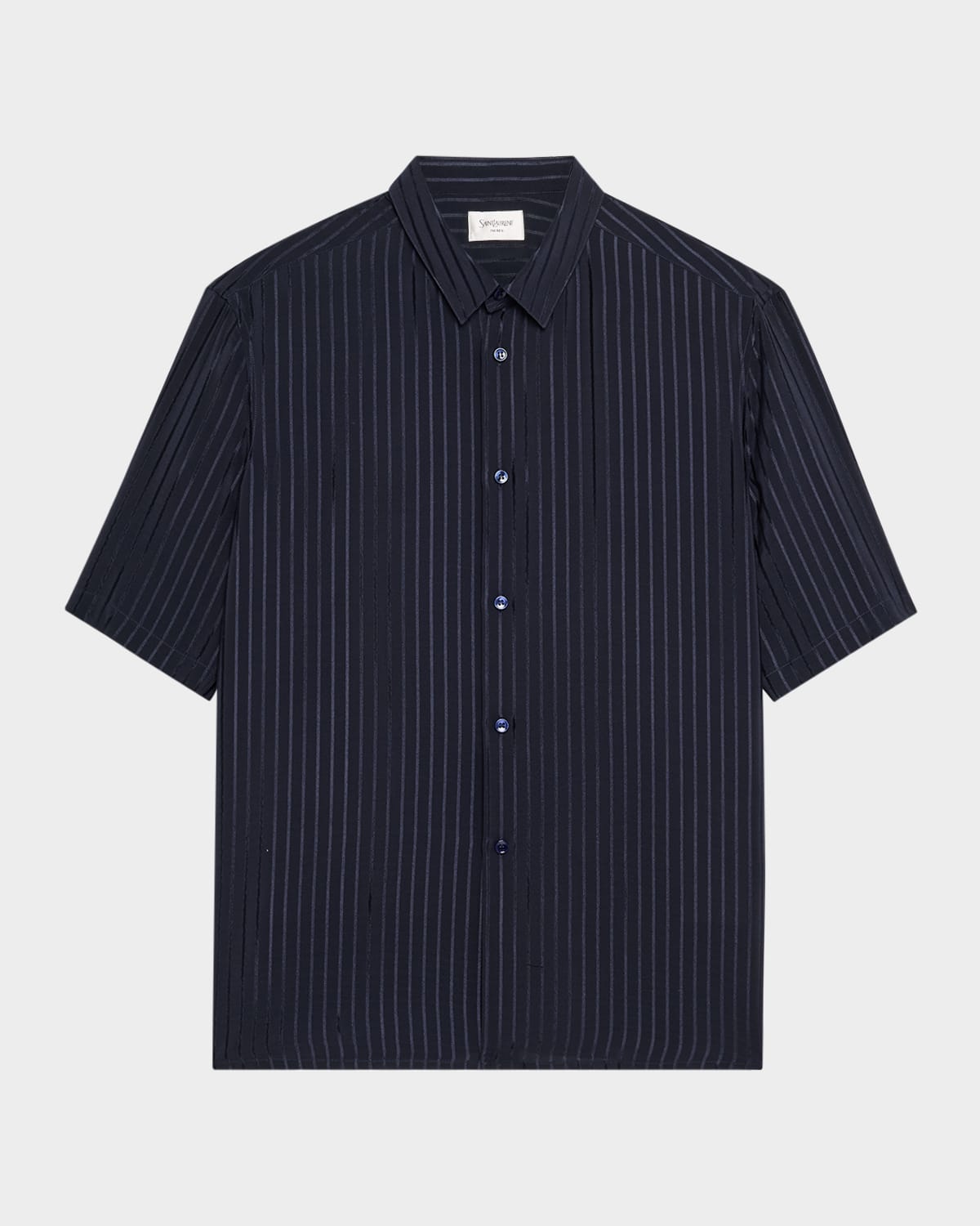 Saint Laurent Shirt Striped Silk Button-down Collar In Blue