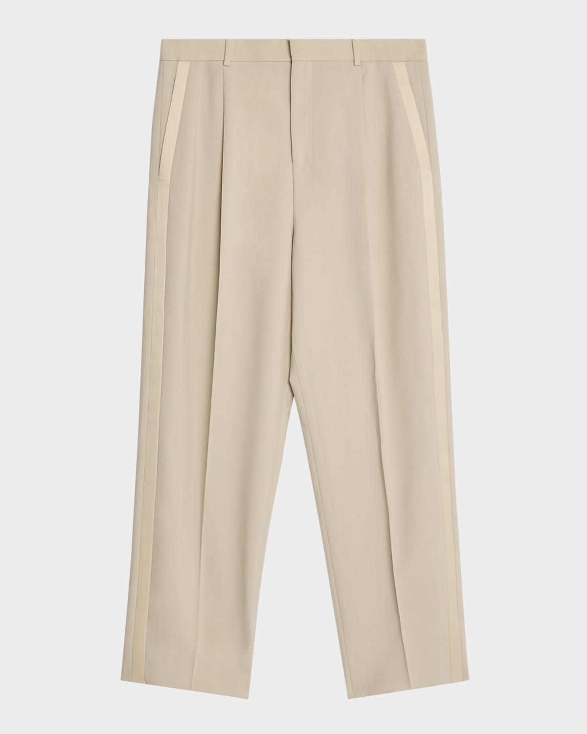 Saint Laurent Men's Pleated Tuxedo Pants In Camel