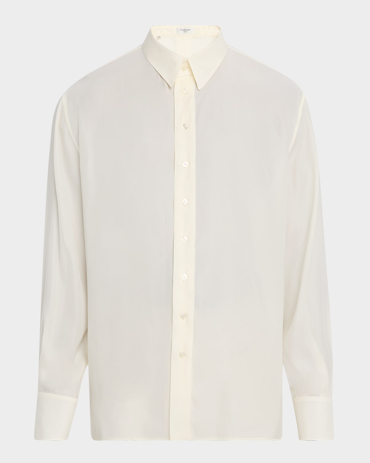 Saint Laurent Men's Pleated Silk Sport Shirt
