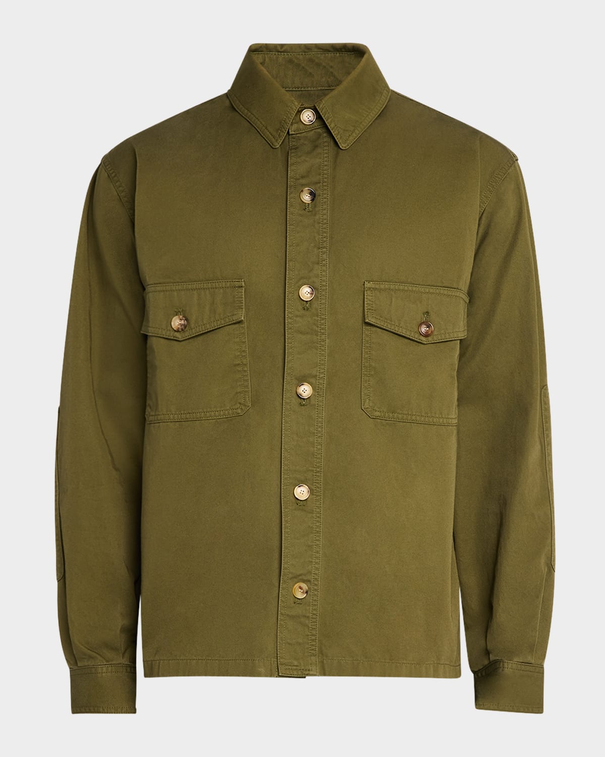 Saint Laurent Green Jacket With Pockets On The Front In Cotton Man In Lt.beige