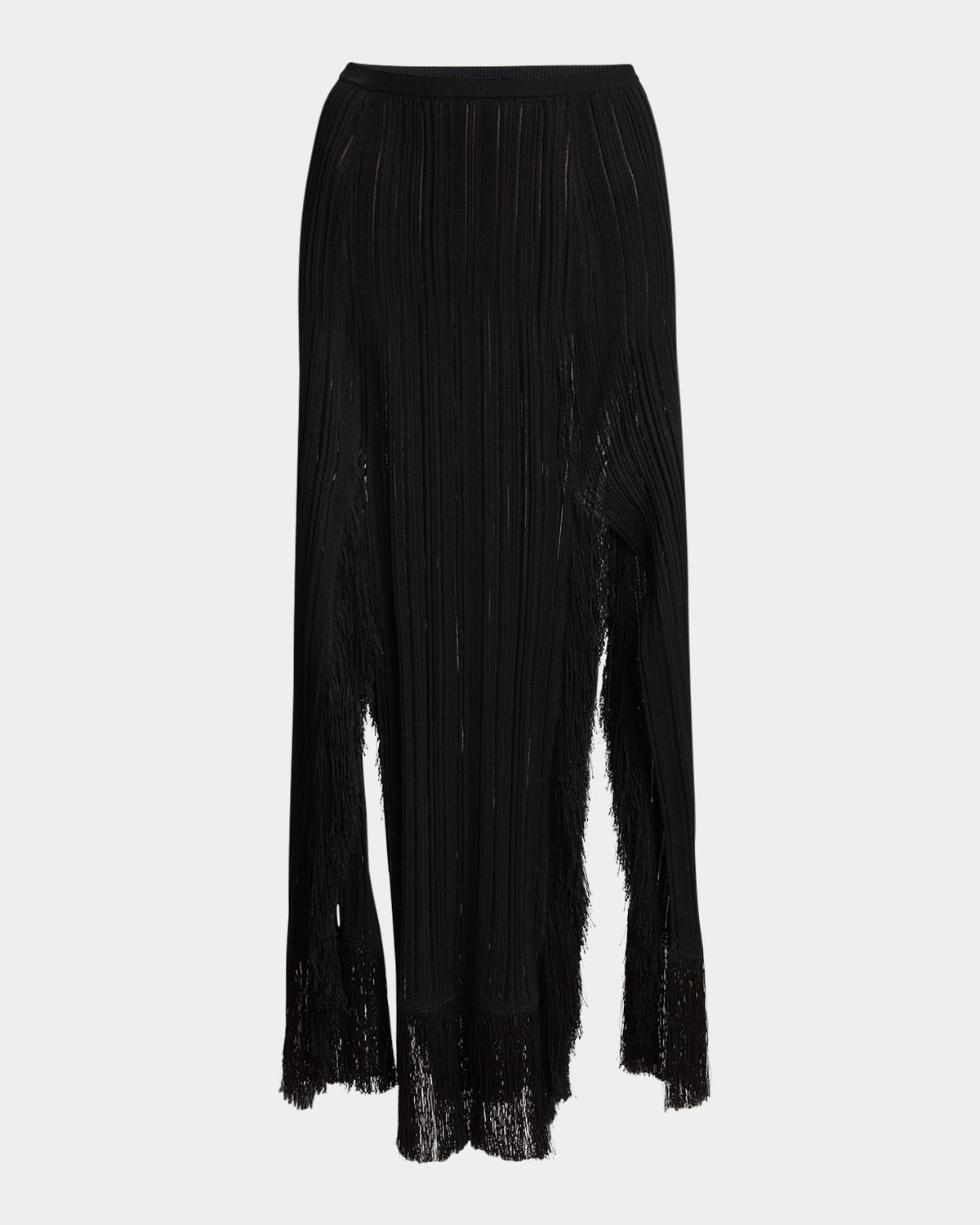 Proenza Schouler Alaina Fringe Knit Slits Maxi Skirt In Black
