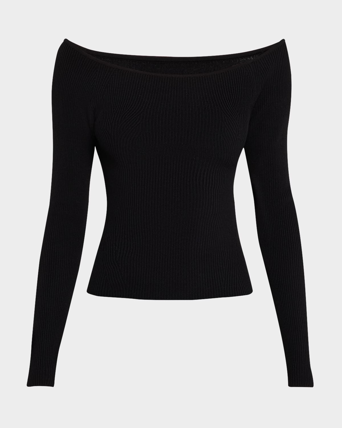 Shop Enza Costa Ribbed Off-shoulder Top In Black