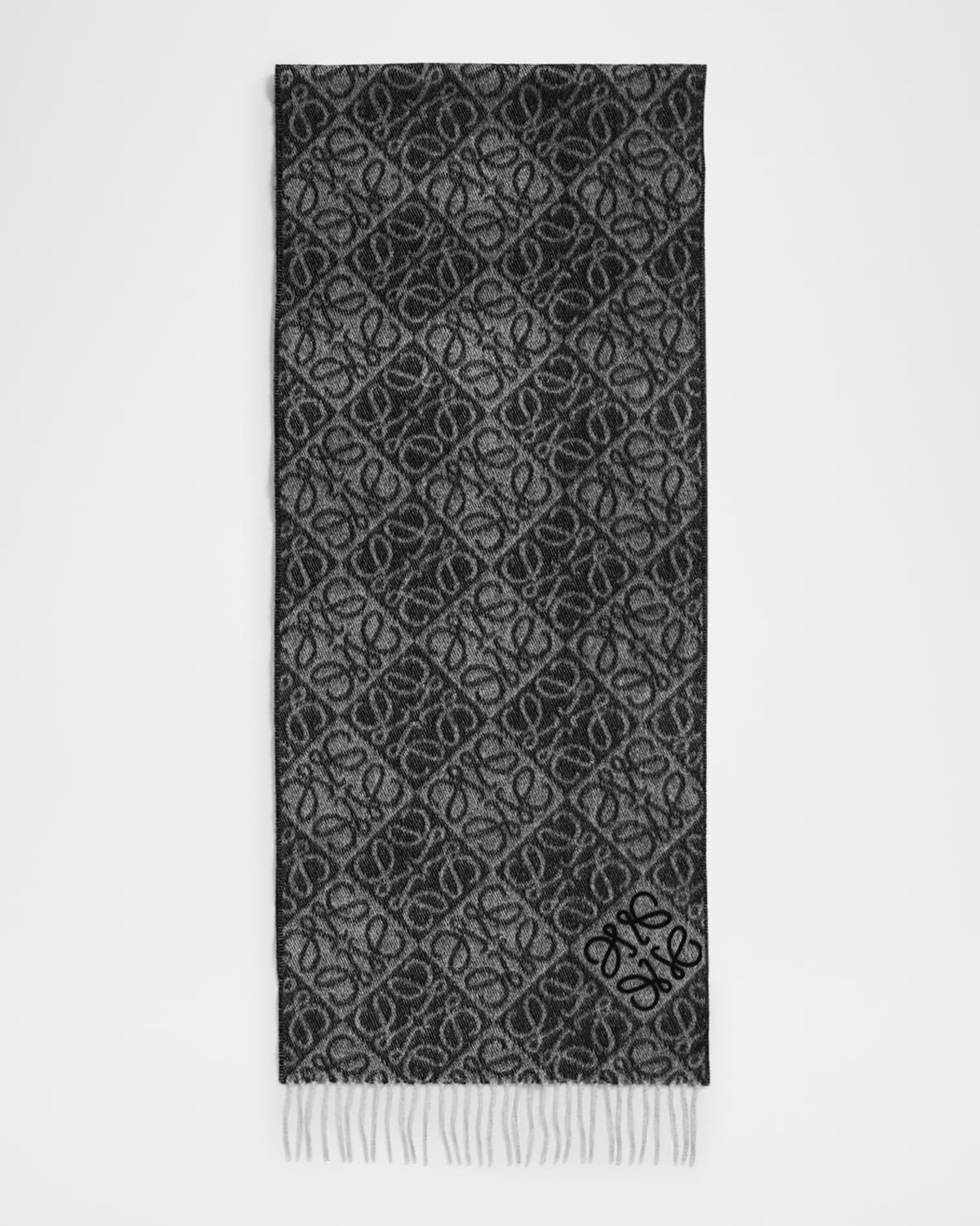 LOEWE ANAGRAM-PRINT WOOL BLEND SCARF 