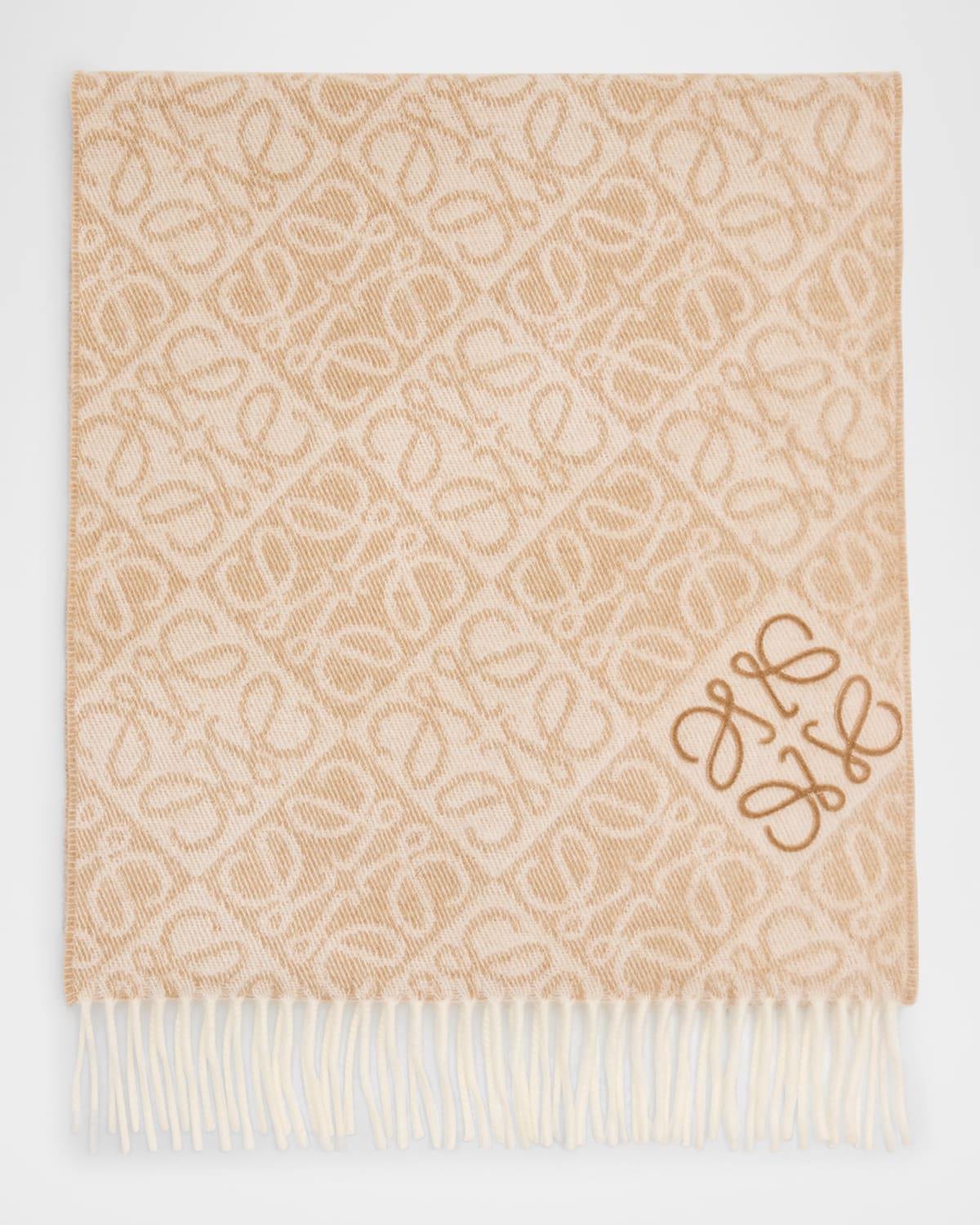 LOEWE ANAGRAM-PRINT WOOL BLEND SCARF 