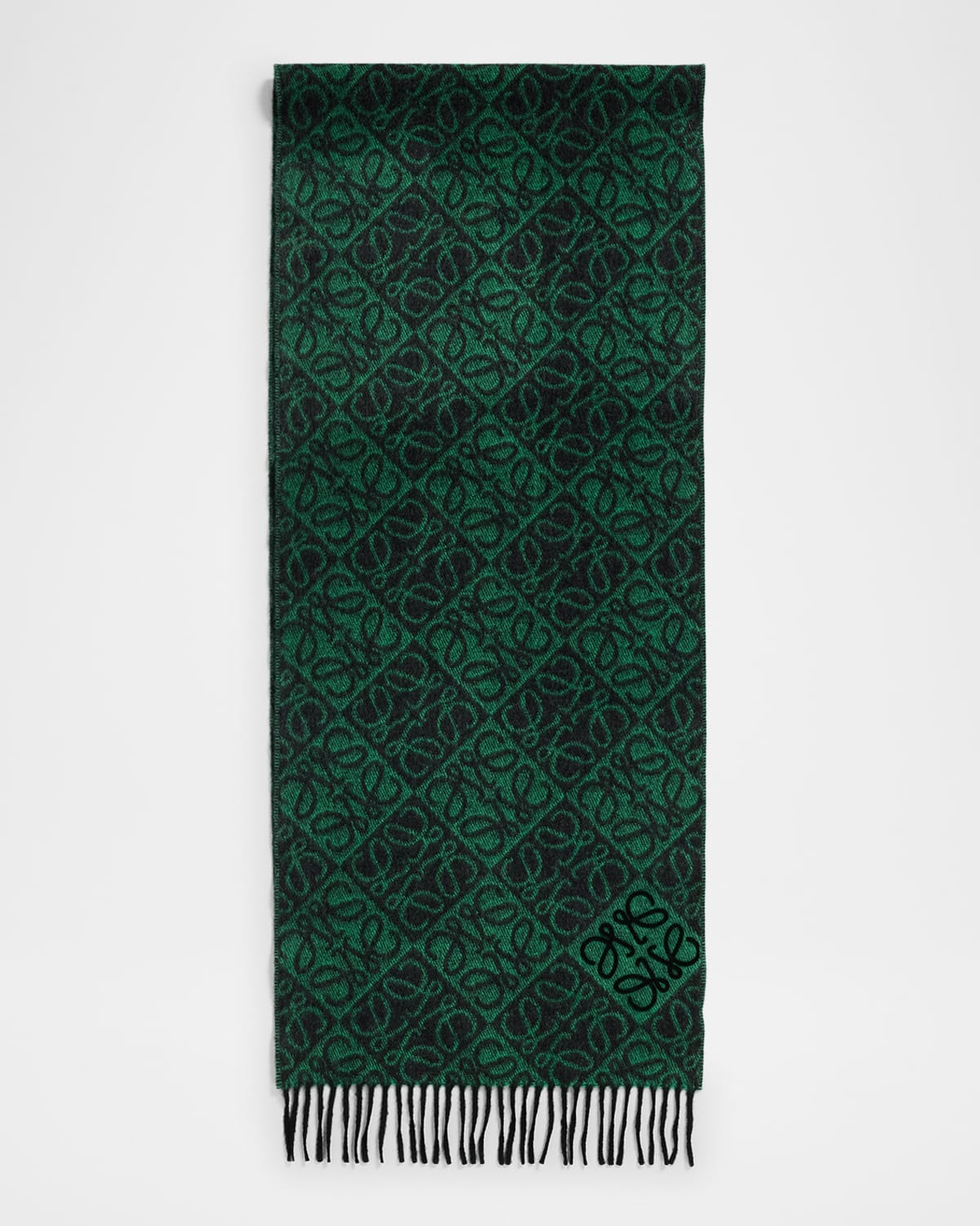 LOEWE ANAGRAM-PRINT WOOL BLEND SCARF 
