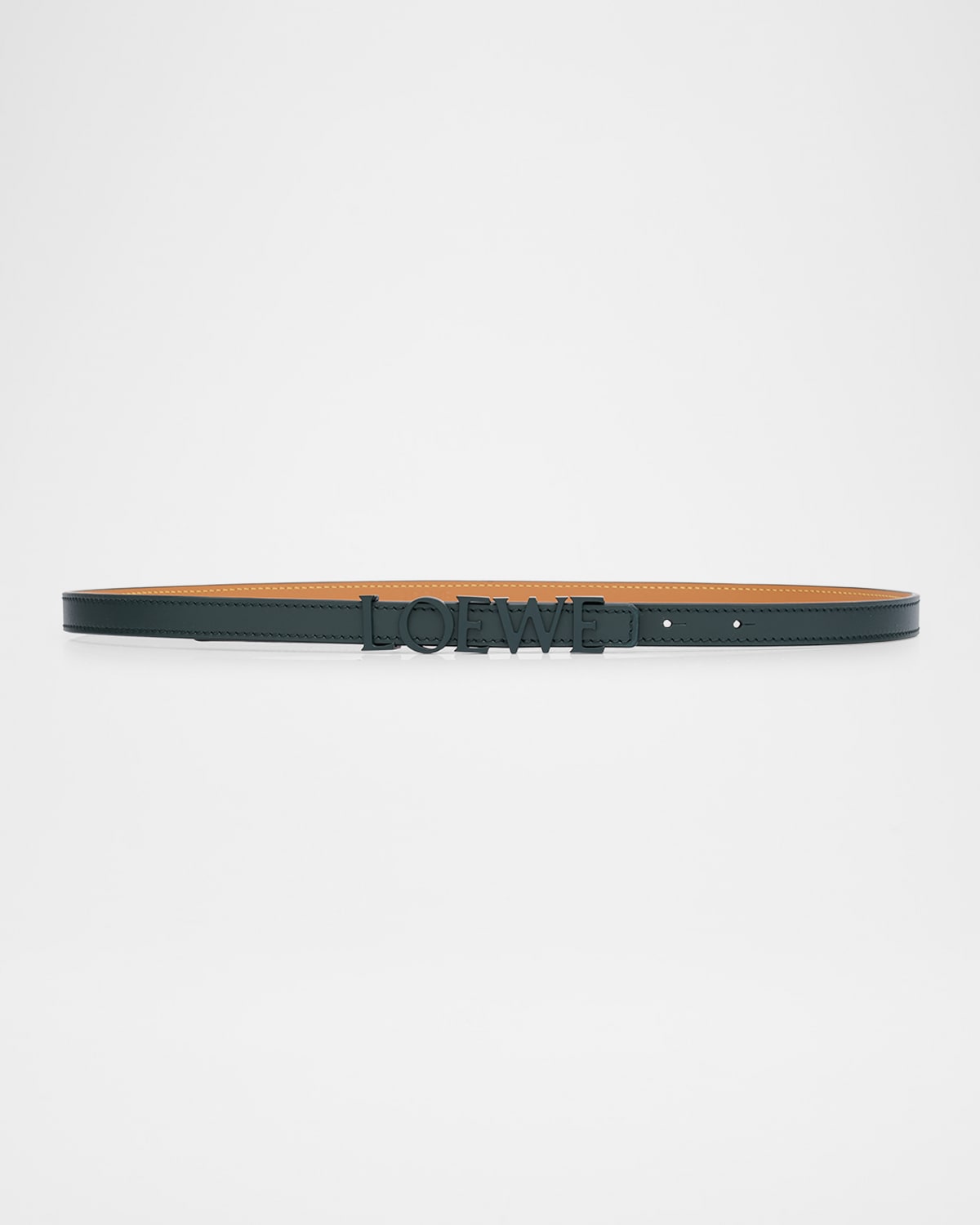 Logo Lettering Leather Skinny Belt