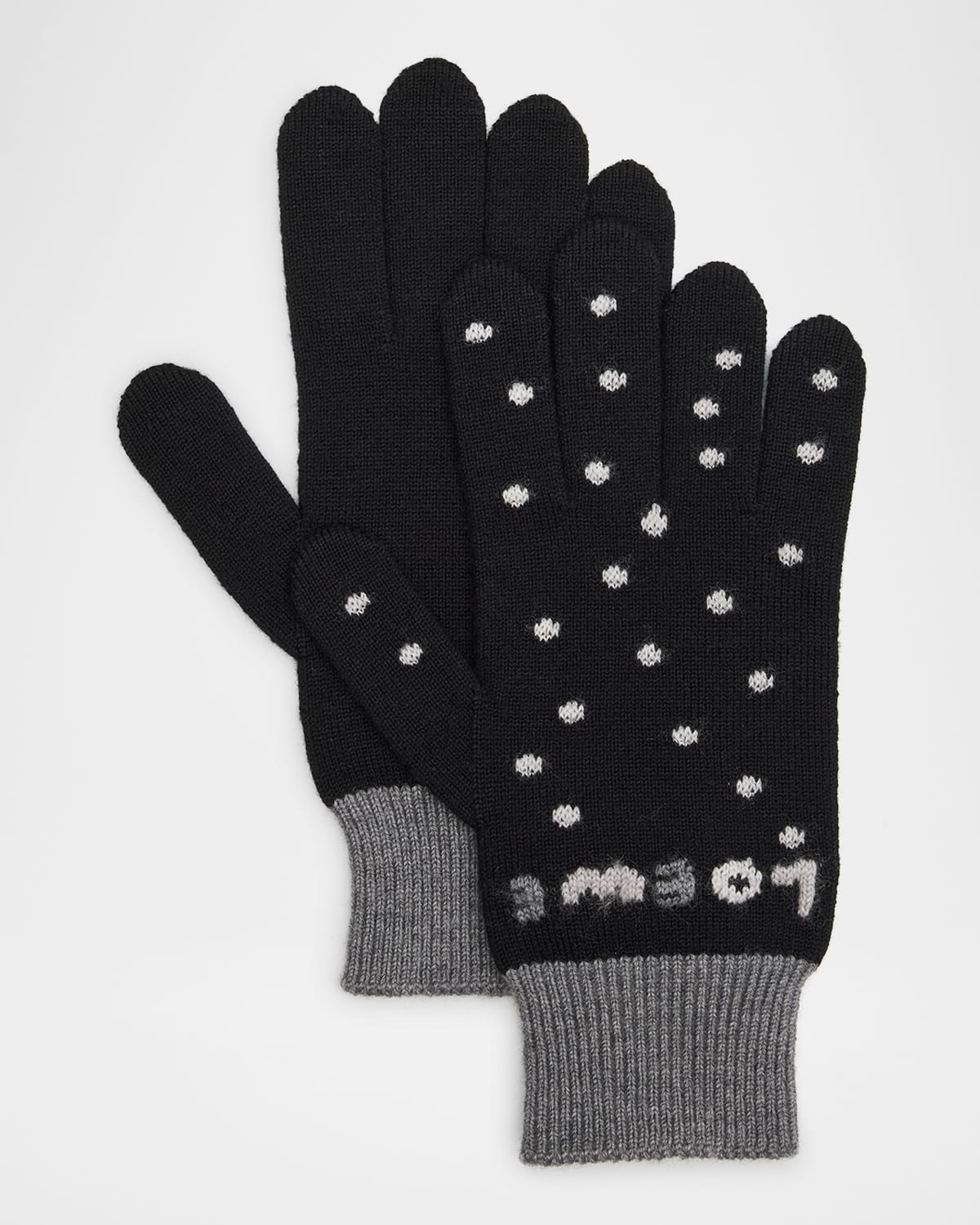 Loewe Wool-blend Logo Woven Gloves In Black Multicolor