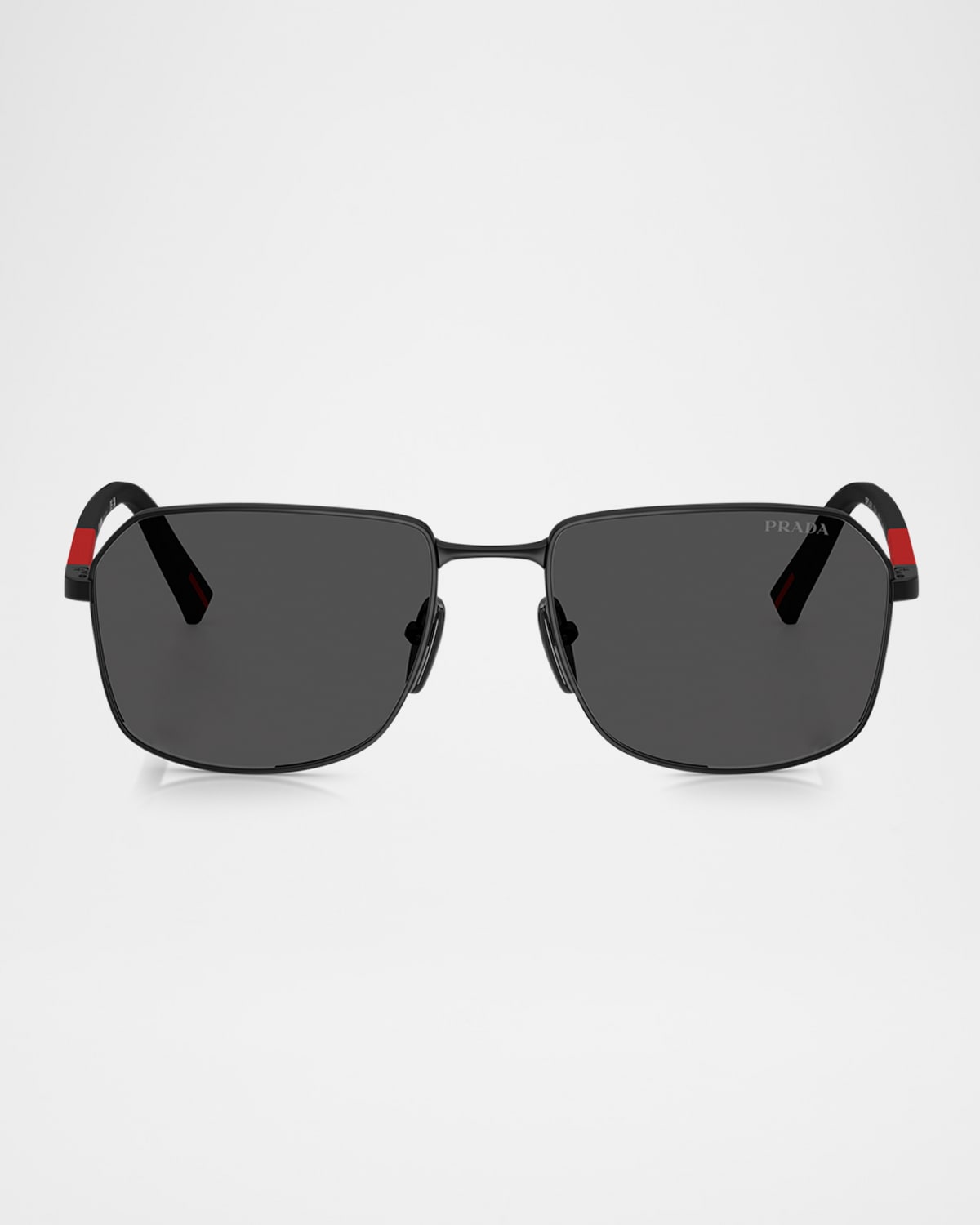 Prada Linea Rossa 57mm Rectangular Sunglasses In Matte Black
