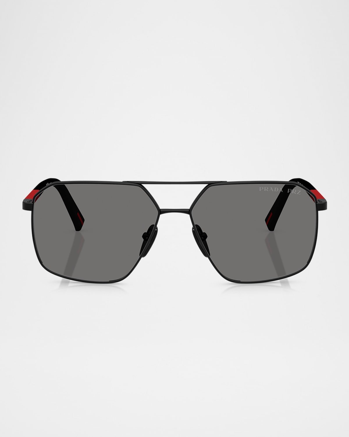 Shop Prada Men's Linea Rossa Ps A50s Aviator Sunglasses In Matte Black