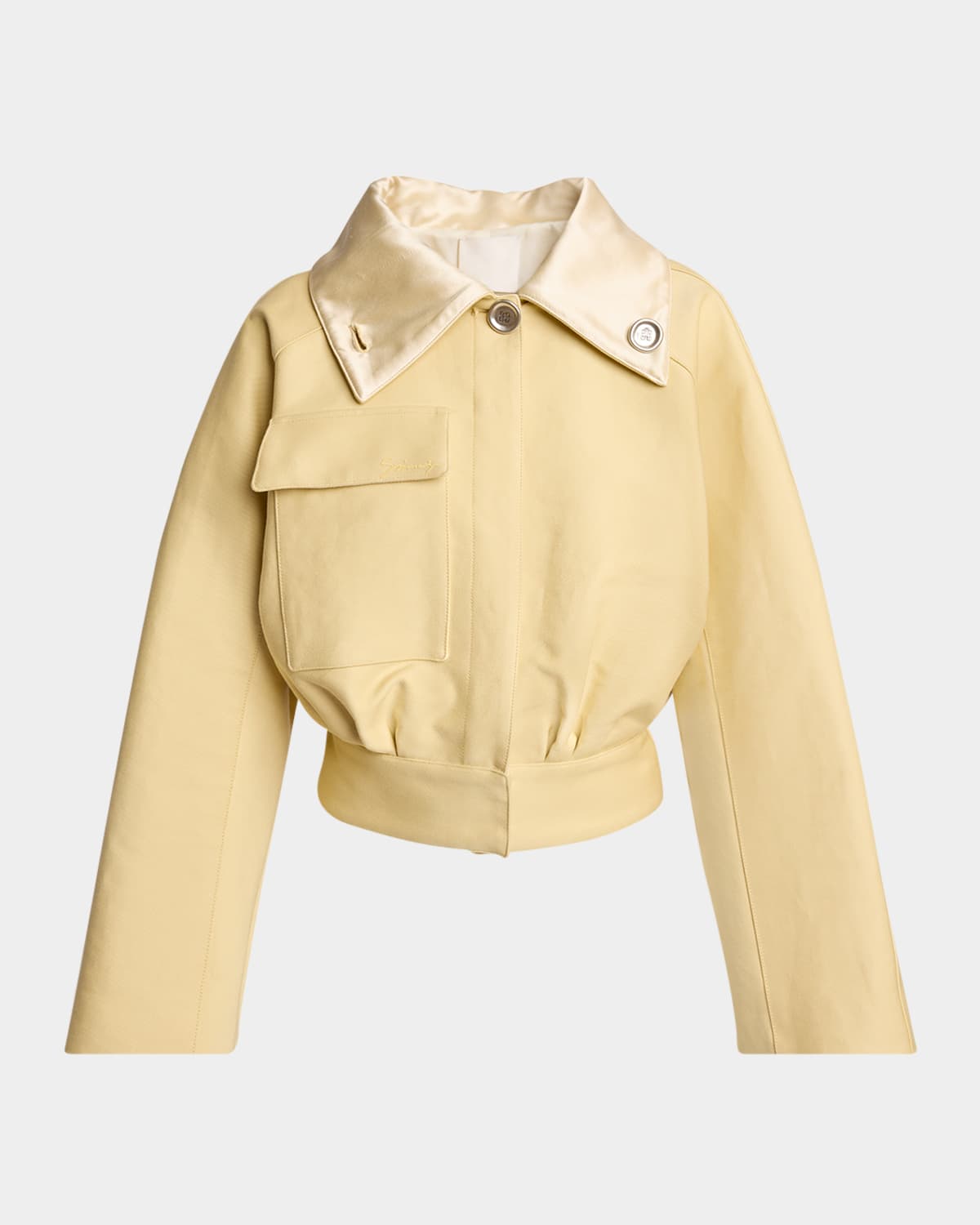 Givenchy Womens Satin-collar Buttoned-pocket Regular-fit Cotton Jacket Pale Yellow In Pale Yellow