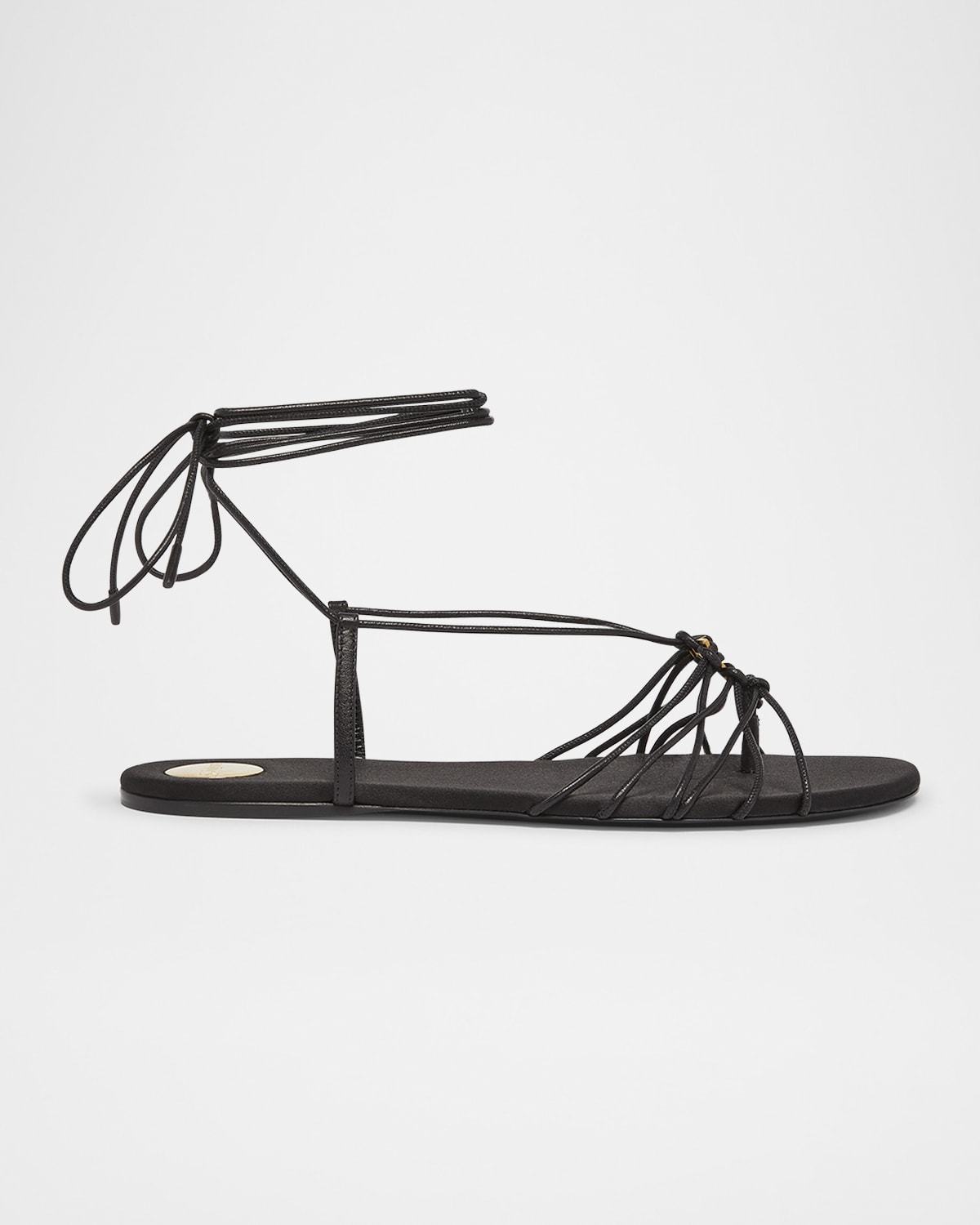Saint Laurent Black Sandals With Cassandre Logo And Laces Around The Ankle In Leather Woman In Nero