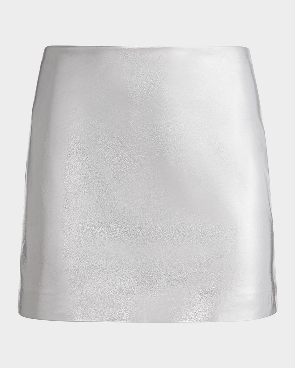 Alice And Olivia Elana Vegan Leather Mini Skirt In Silver