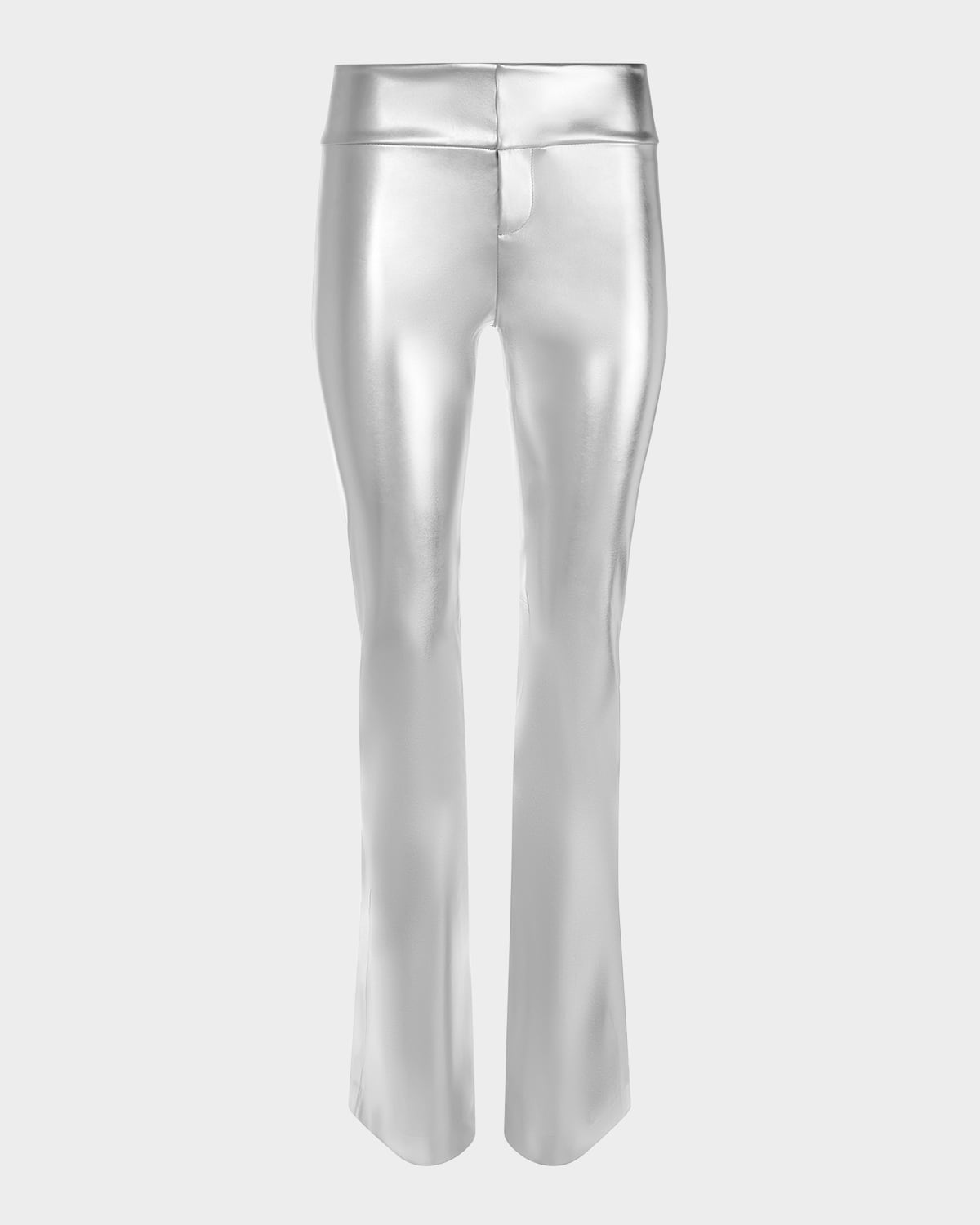 Alice And Olivia Alice + Olivia Olivia Faux Leather Flare Pants In Silver