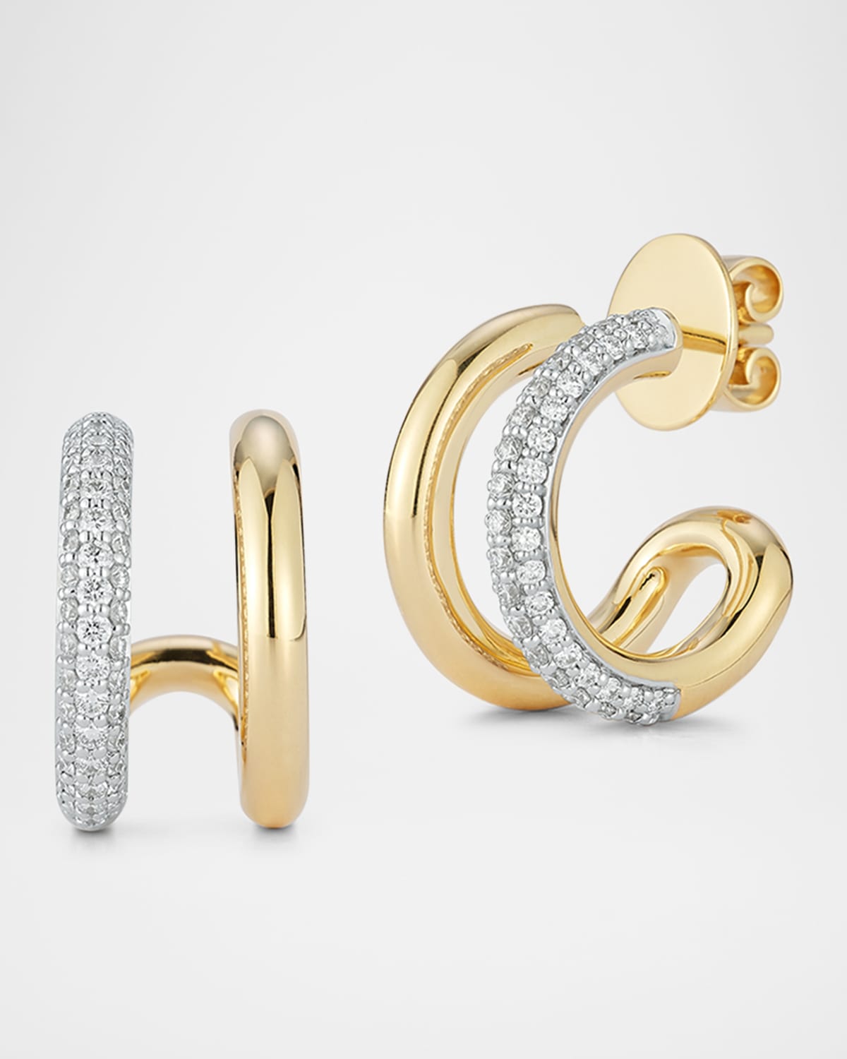 Grant 18K Yellow Gold Diamond Knife Edge Huggie Earrings