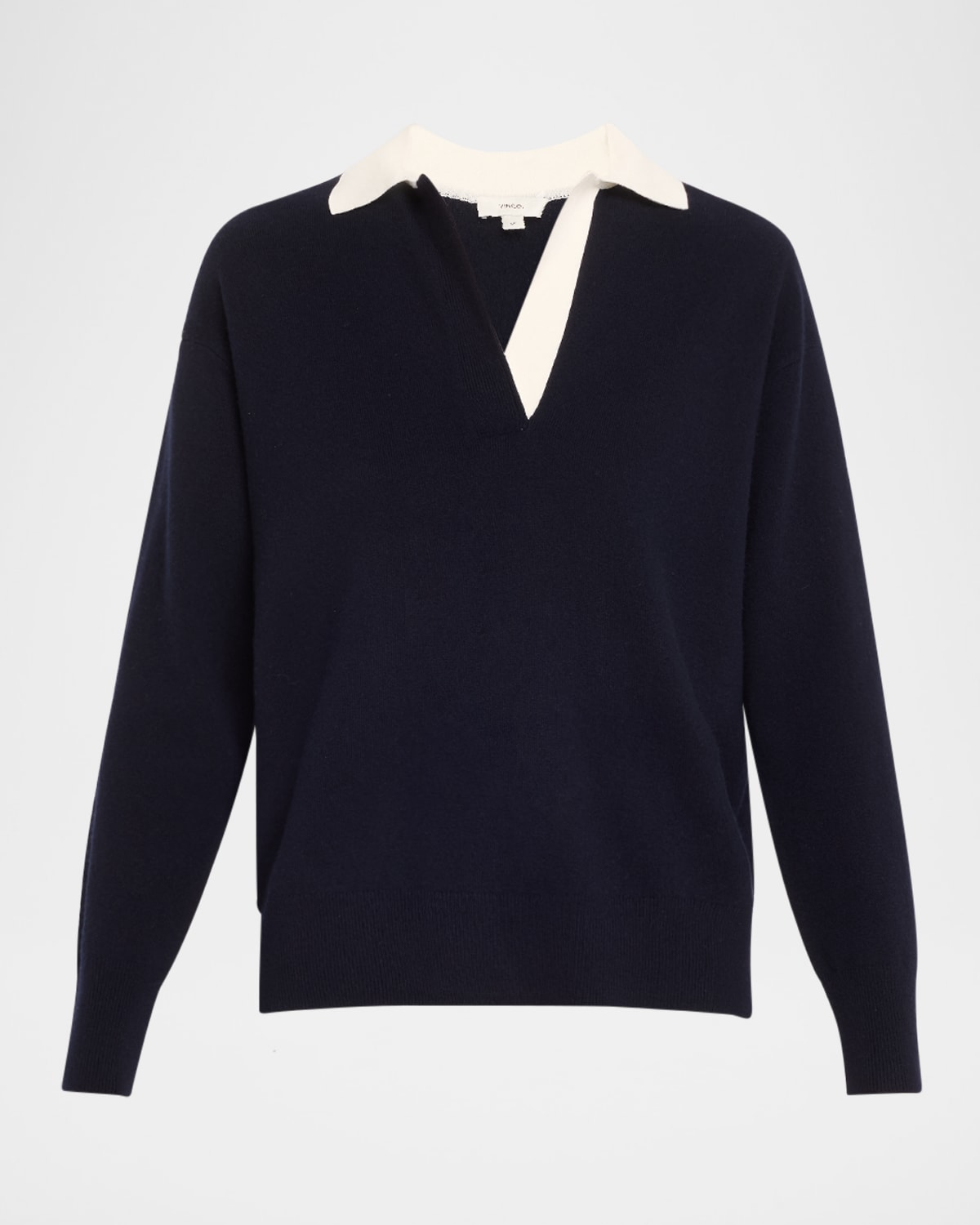 Shop Vince Contrast Collar Wool-cashmere Polo Sweater