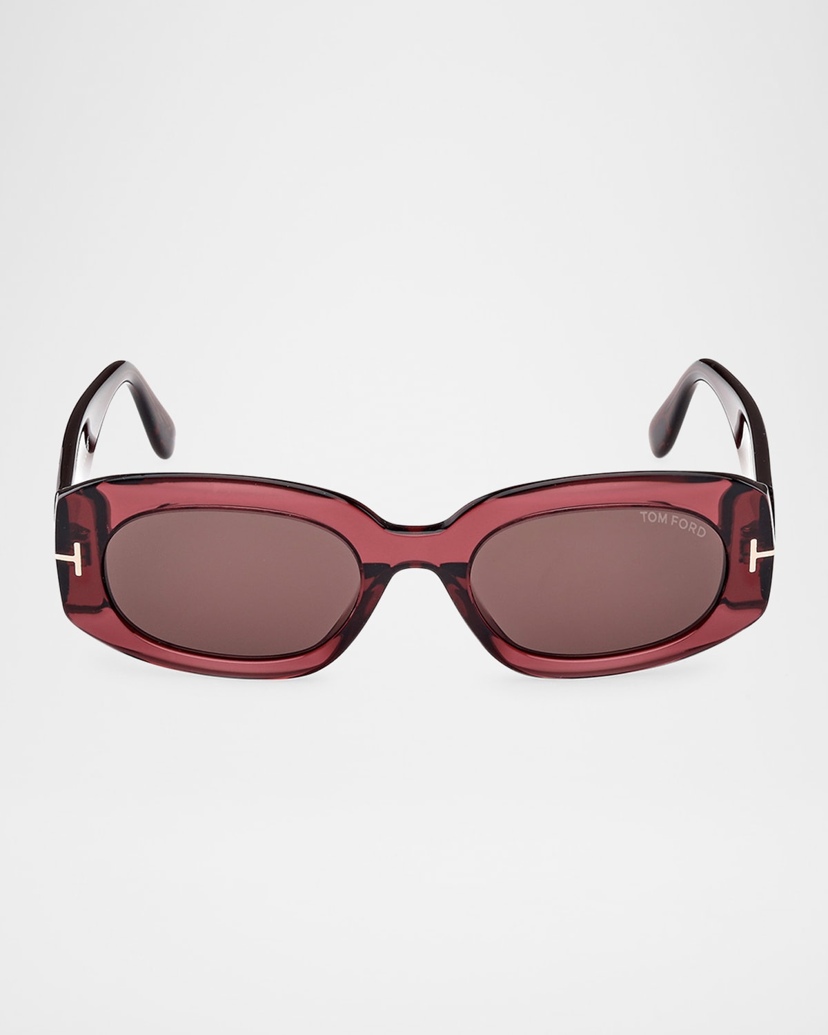 Tom Ford Cielle Squared Acetate Sunglasses In Shiny Transp Wine
