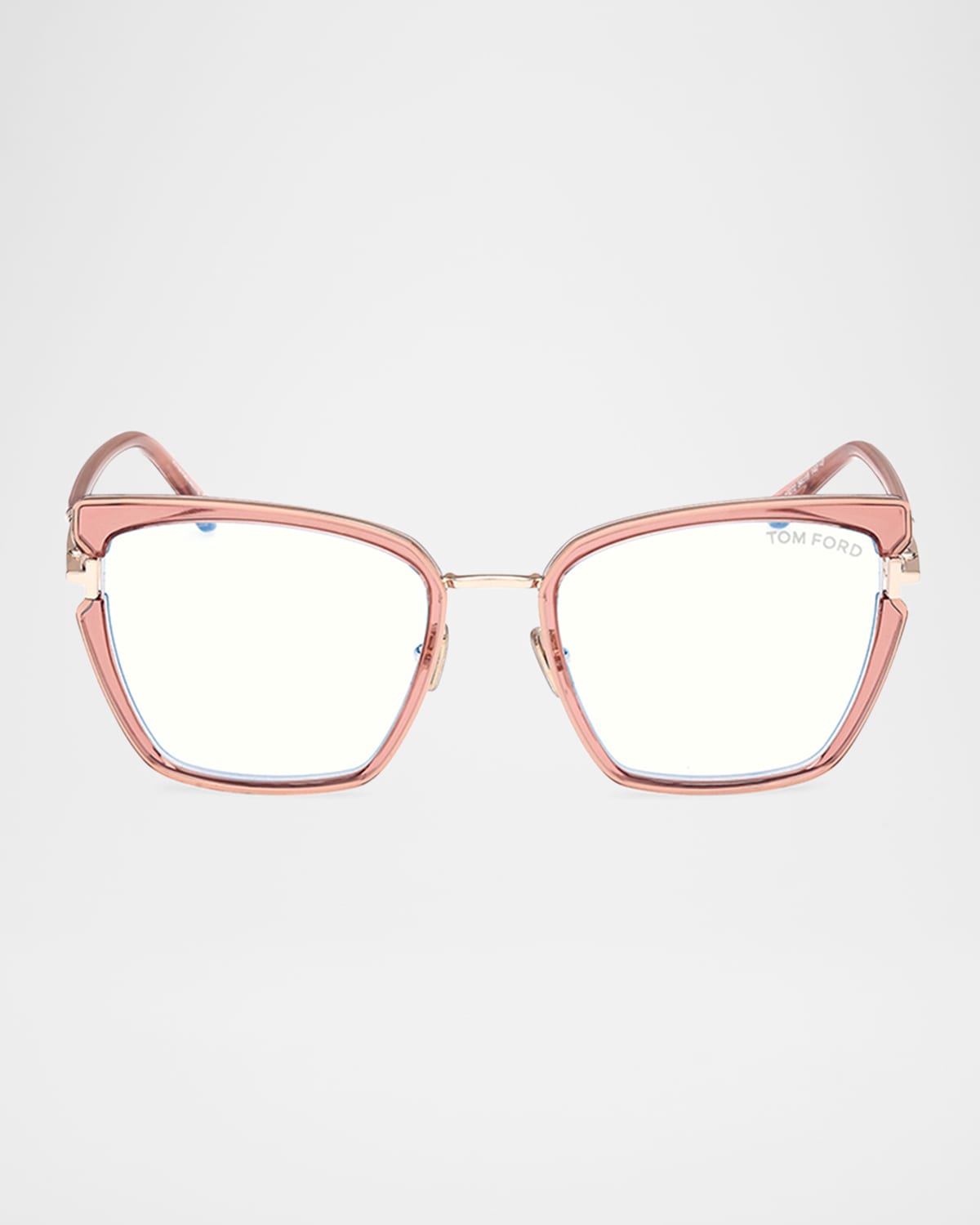 Shop Tom Ford Acetate Butterfly Optical Glasses In Shiny Transp Rose