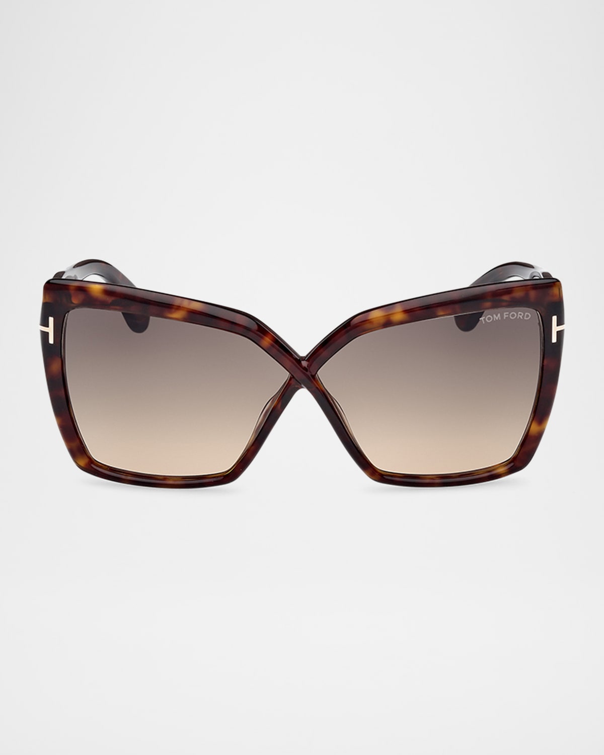Tom Ford Fiore Acetate Butterfly Sunglasses In Shiny Dark Havana