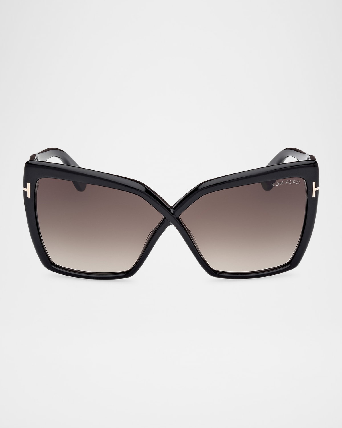 Tom Ford Fiore Acetate Butterfly Sunglasses In Shiny Black