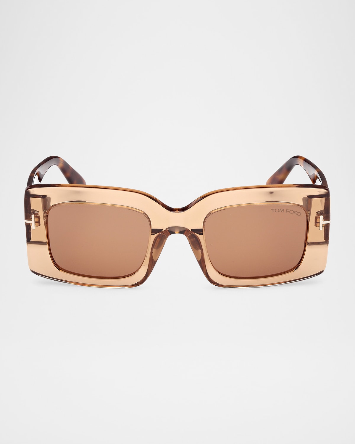 Tom Ford Brigitta Rectangle Acetate Sunglasses In Shiny Transp Beige