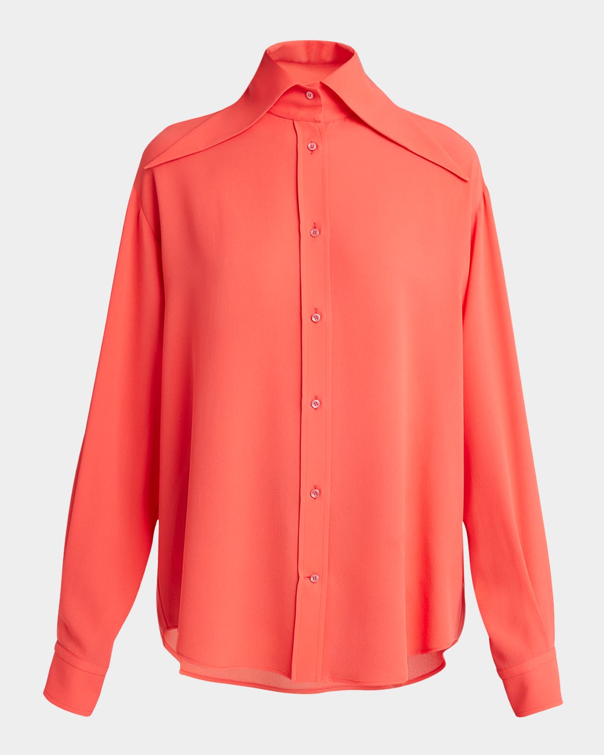 Alexander Mcqueen Exaggerated Collar Semi Sheer Button-down Blouse In Pink