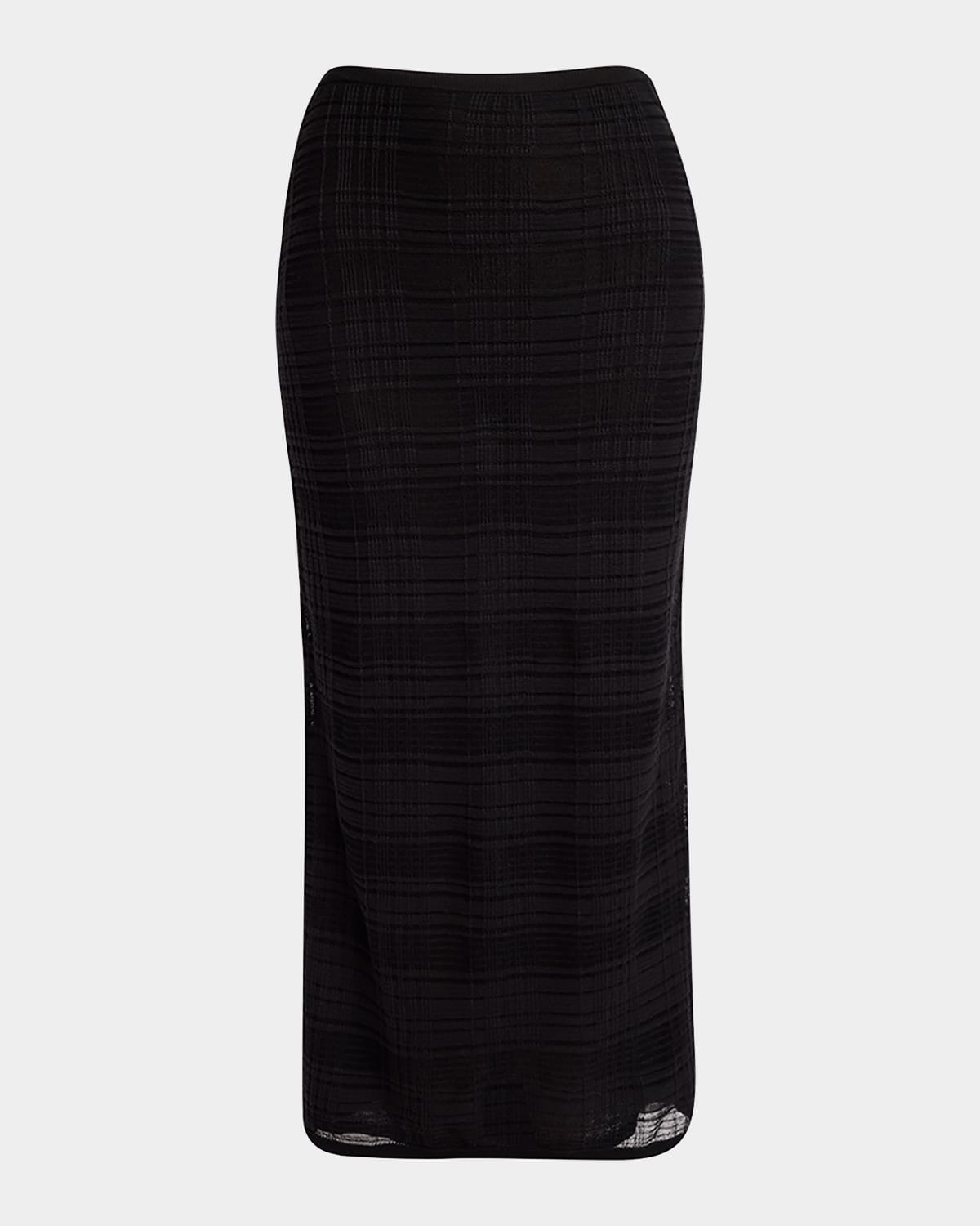 Shop Proenza Schouler White Label Elsa Plaid Knit Midi Skirt In Black