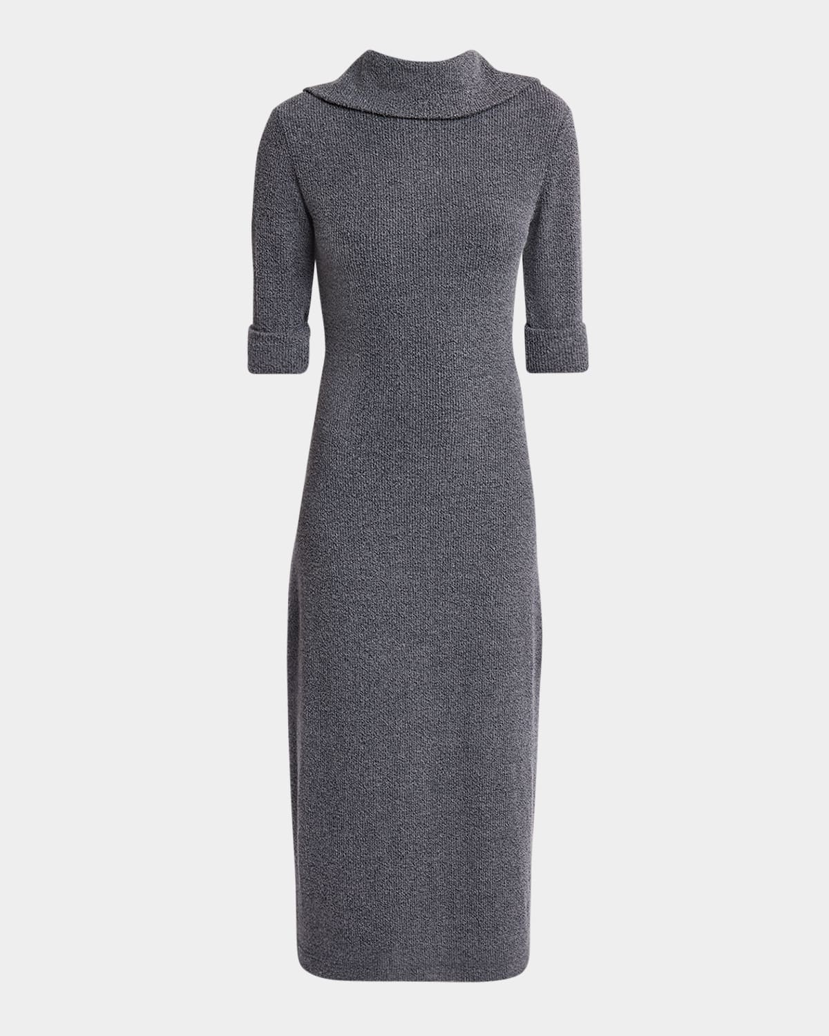 Proenza Schouler White Label Cerine Ribbed Boucle Midi Dress In Ink Melange