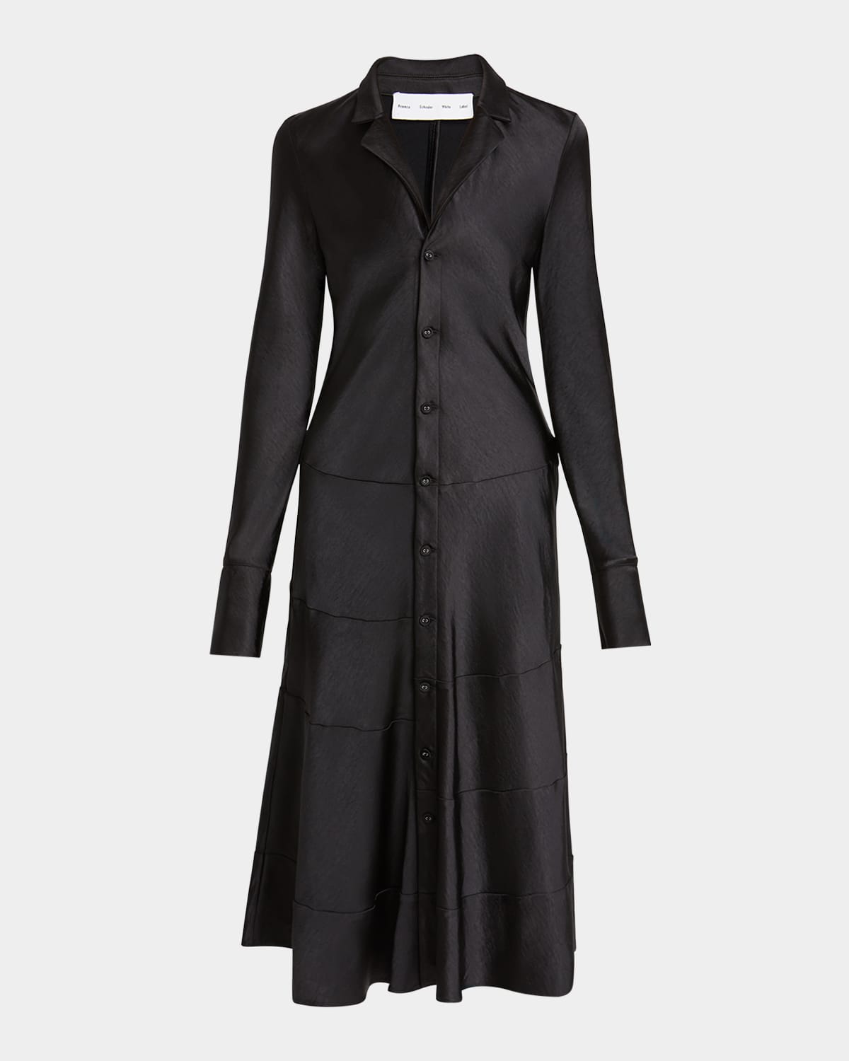 Amelie Satin Button-Front Midi Dress
