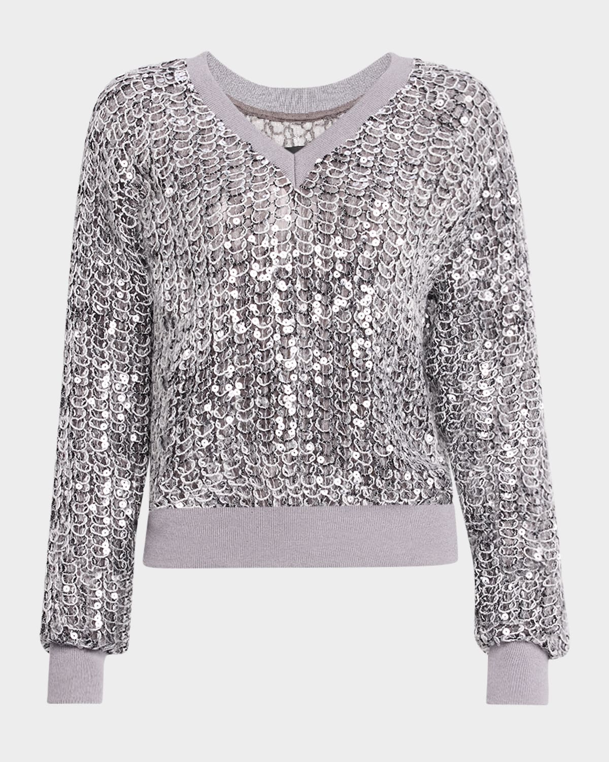 Touch Of Gray Sequined V-Neck Sweater