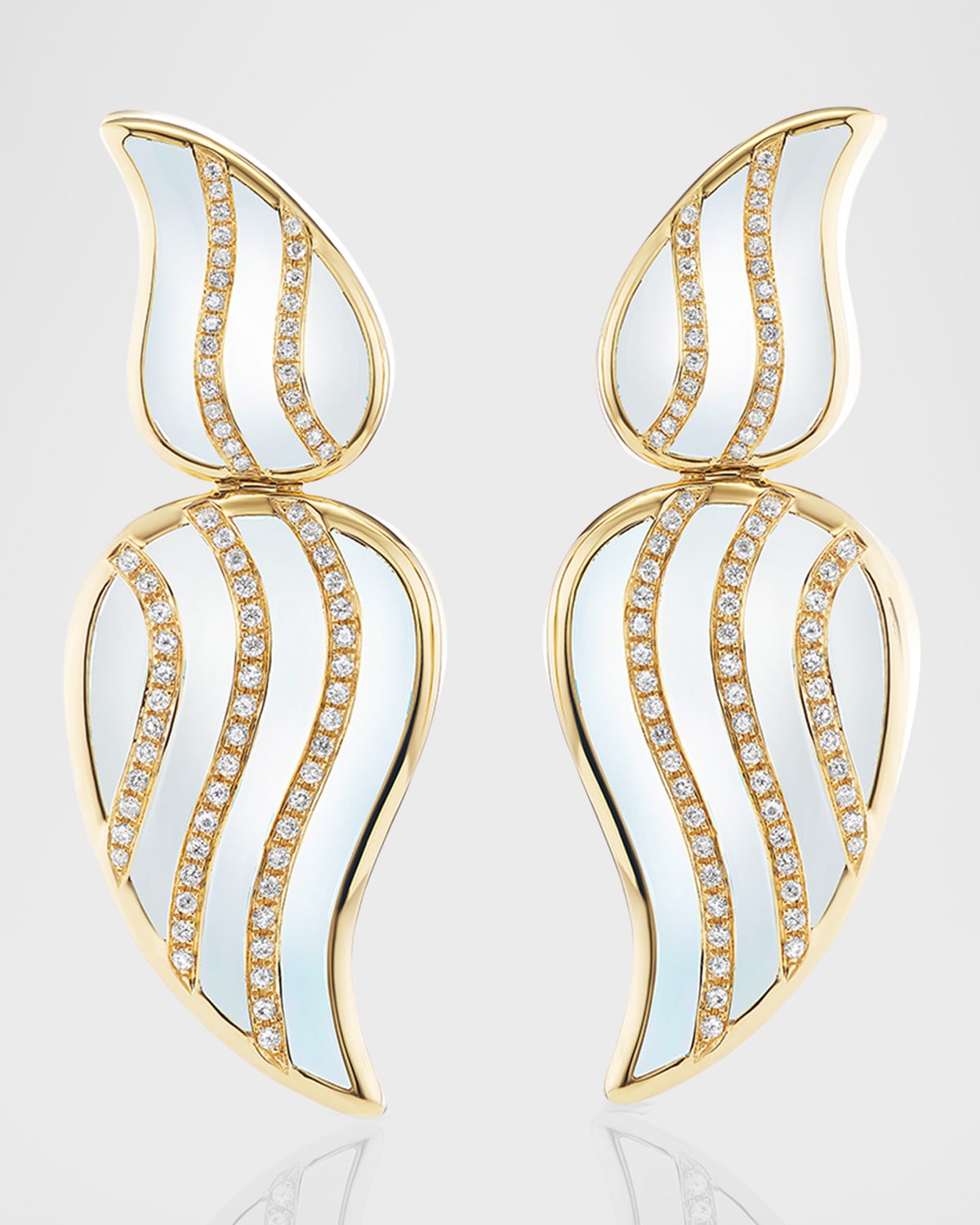 Sorellina 18K Yellow Gold Stardust Statement Earrings with Mother Of Pearl and GH-SI Diamonds