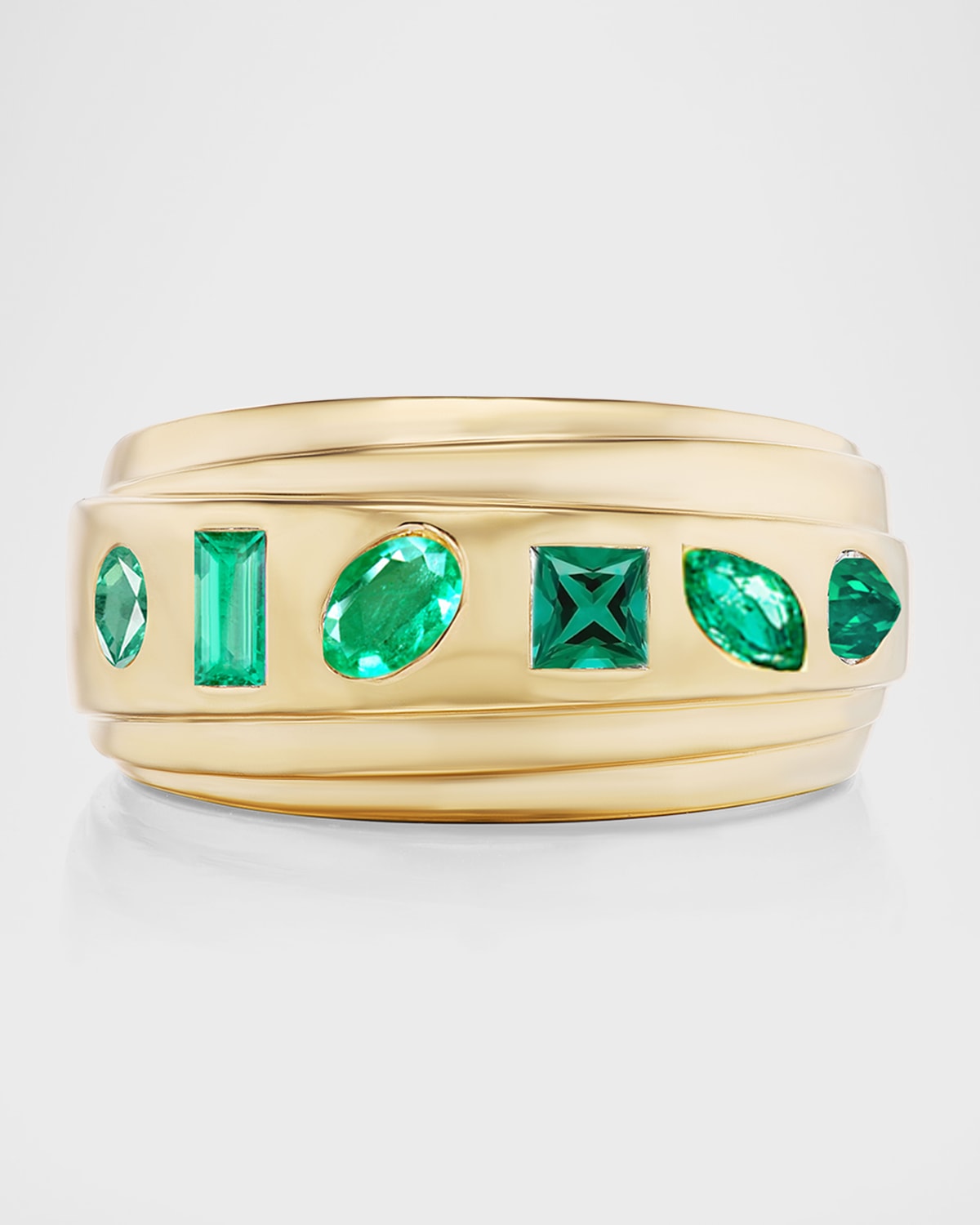 Sorellina 18K Yellow Gold Flush-Mount Emerald Step Ring