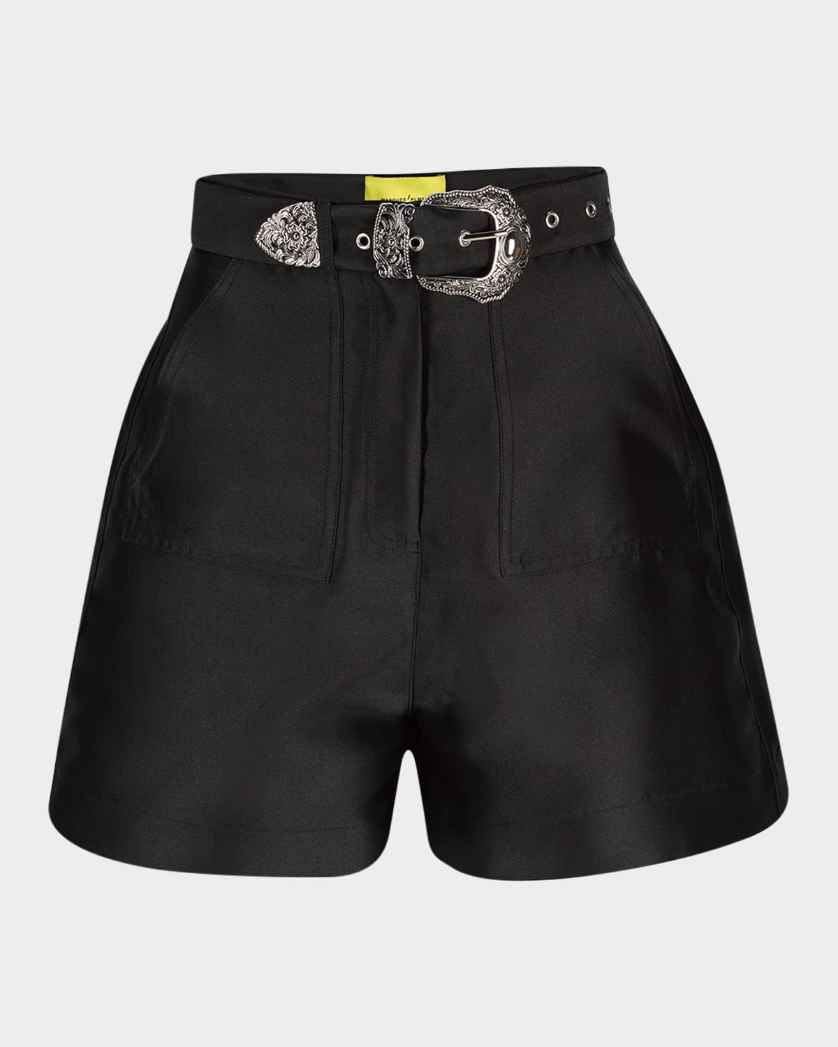 Marques'Almeida Belted Satin Mikado Shorts